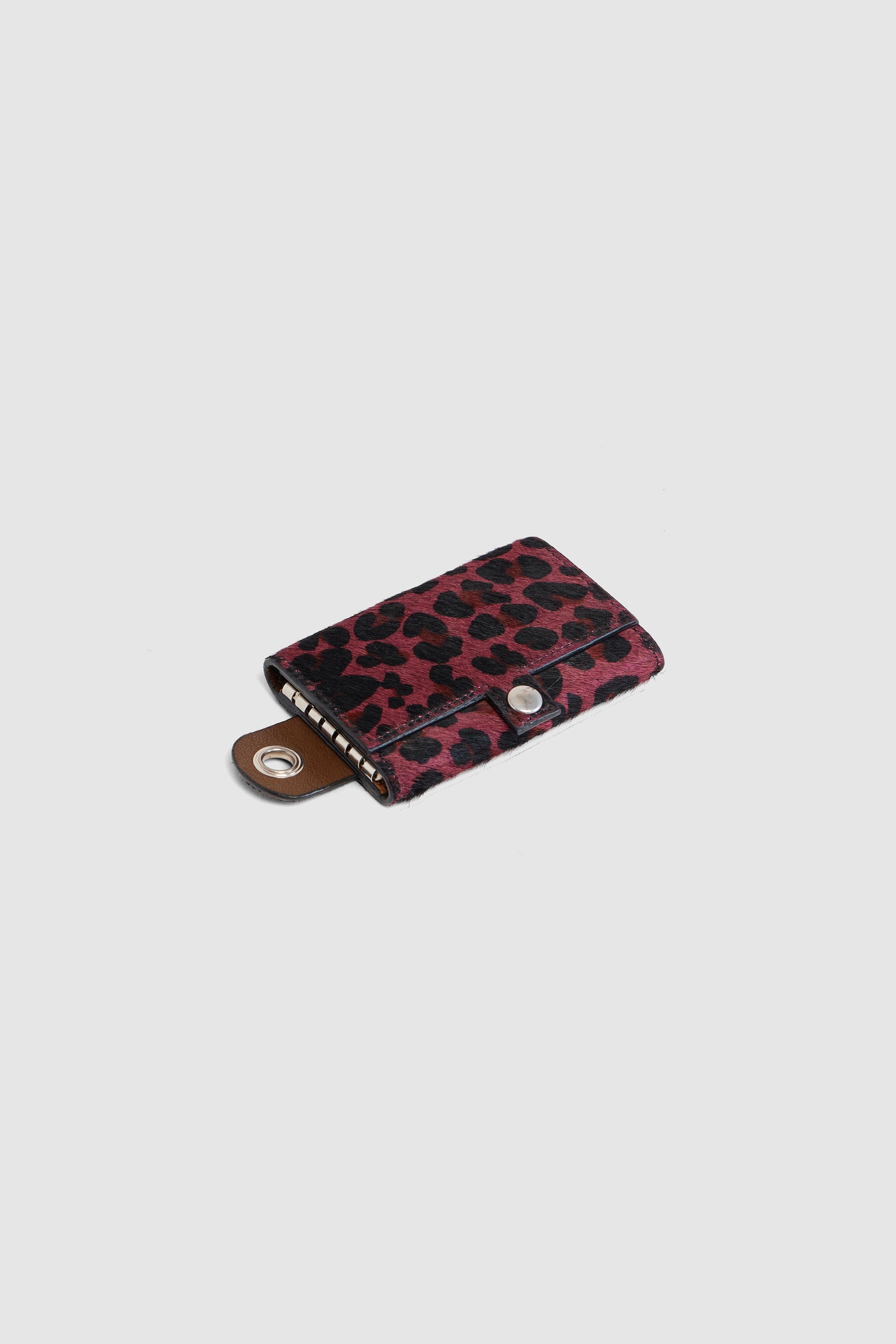 The Minis - 6 key holder in burgundy Leopard printed leather