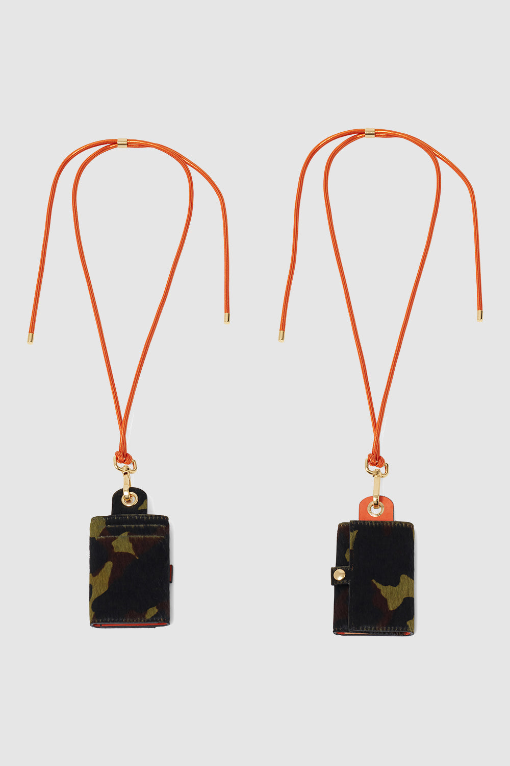 The Minis - Porte-clef à clapet en cuir imprimé camouflage orange