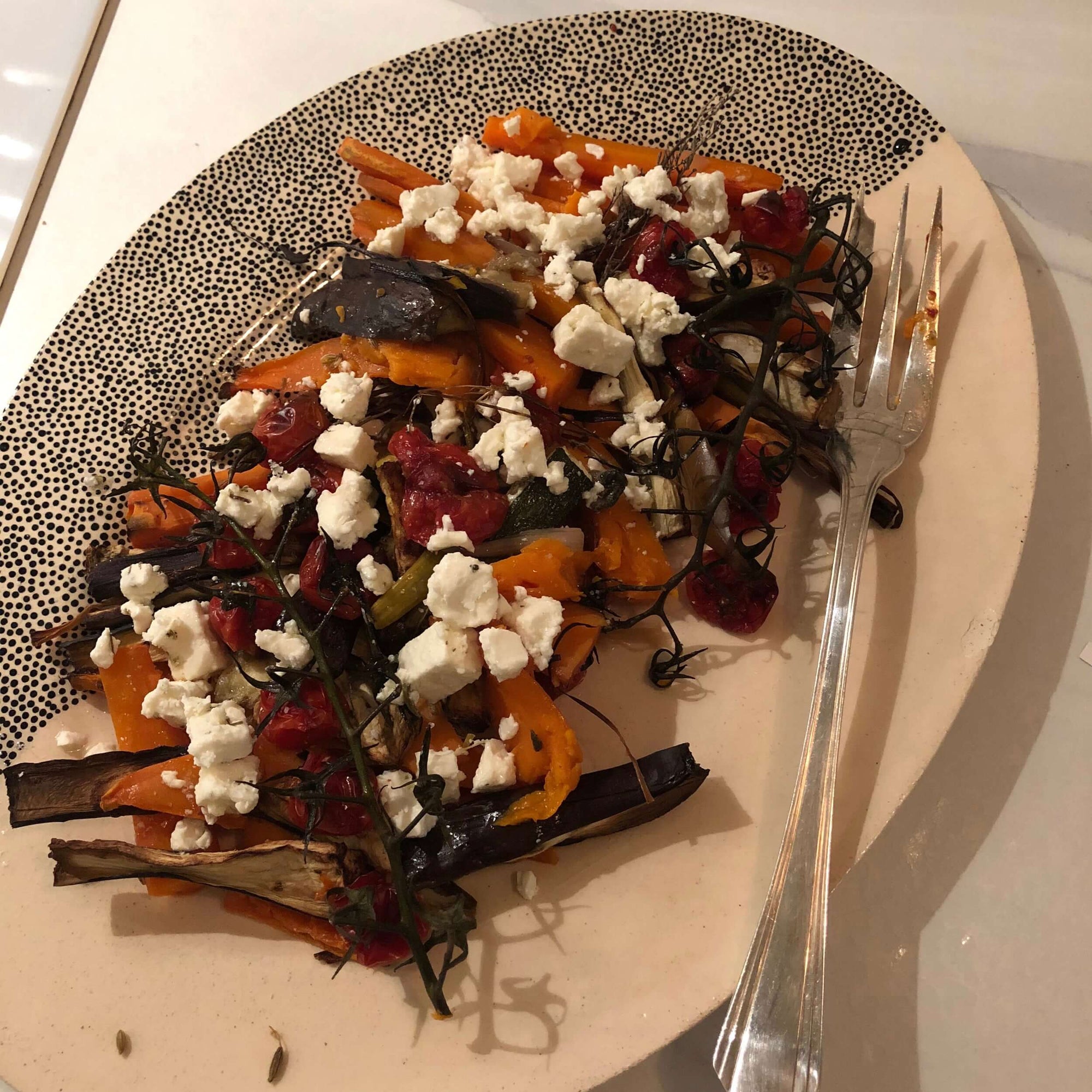 Roasted vegetables and feta