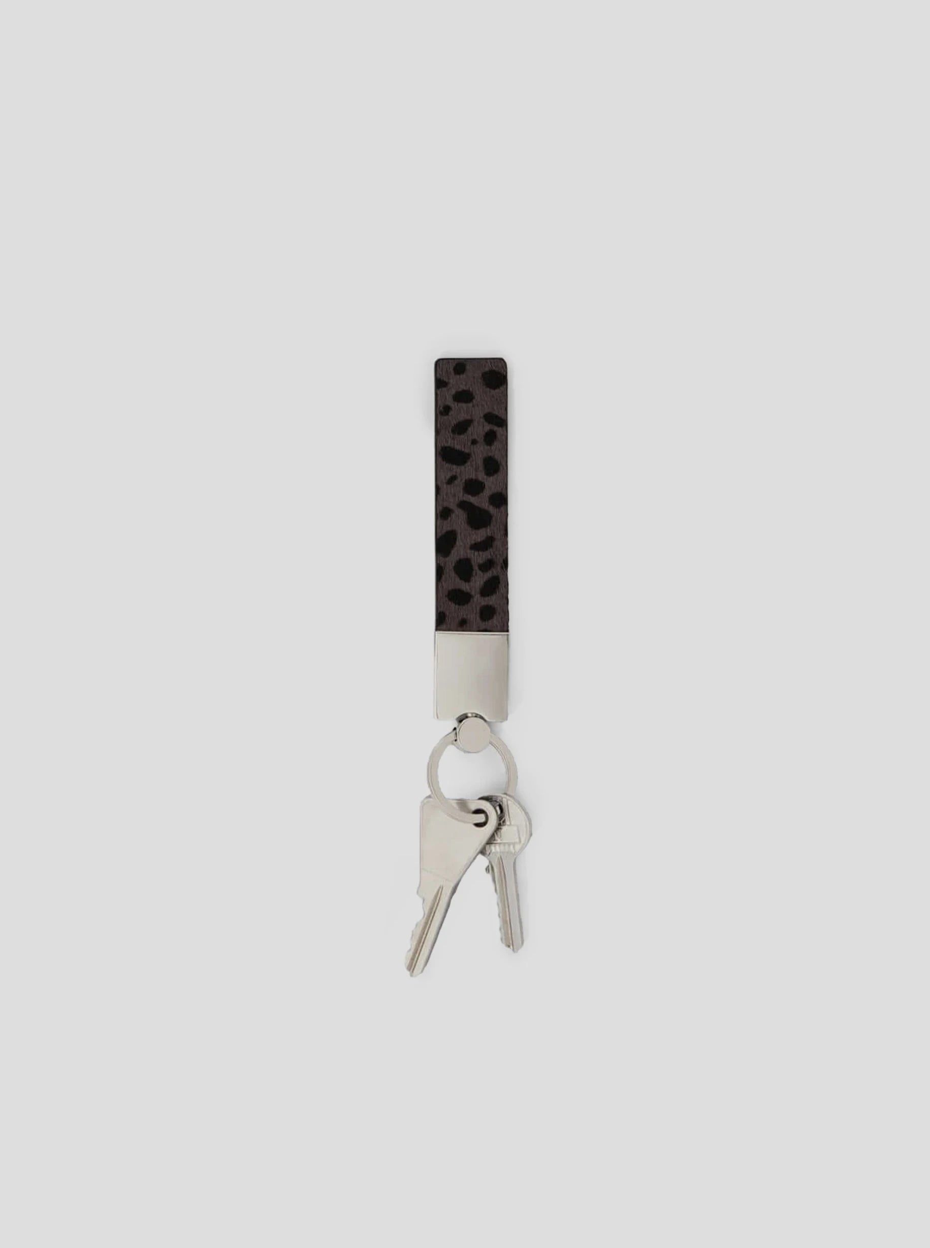 The Minis - Key holder in grey Cheetah printed leather