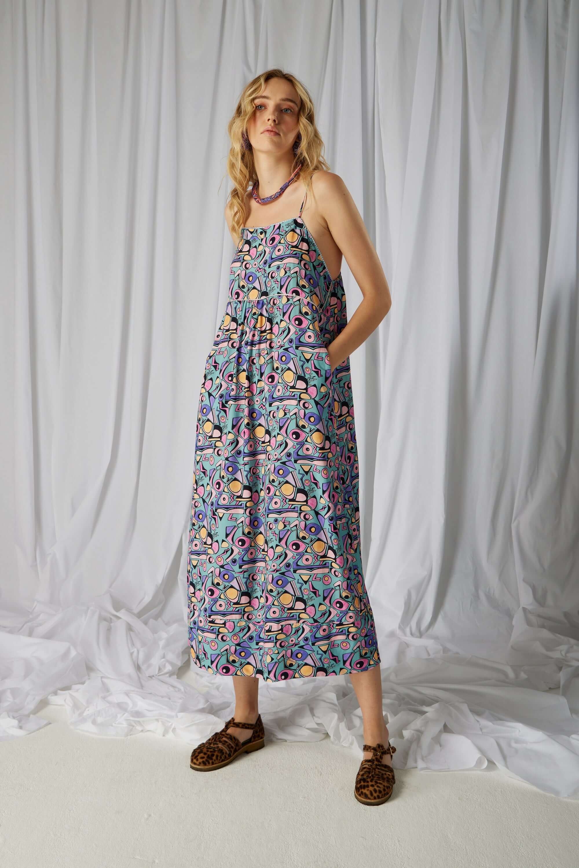 Rita dress in Miami Factory print