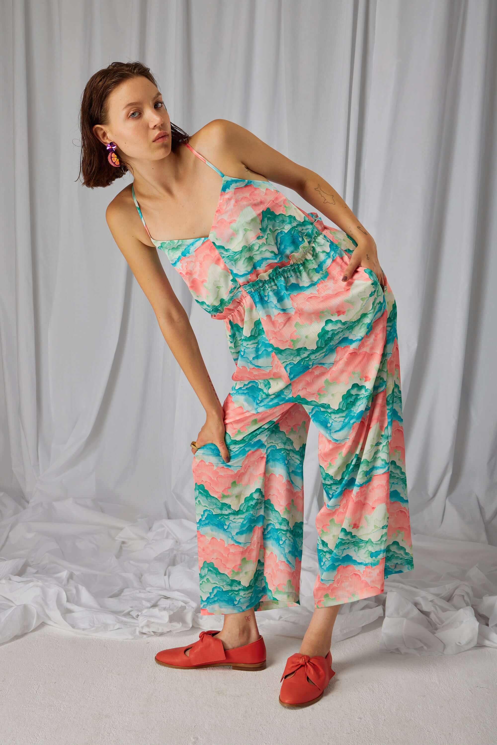Lottie jumpsuit in Nuit Blanche print