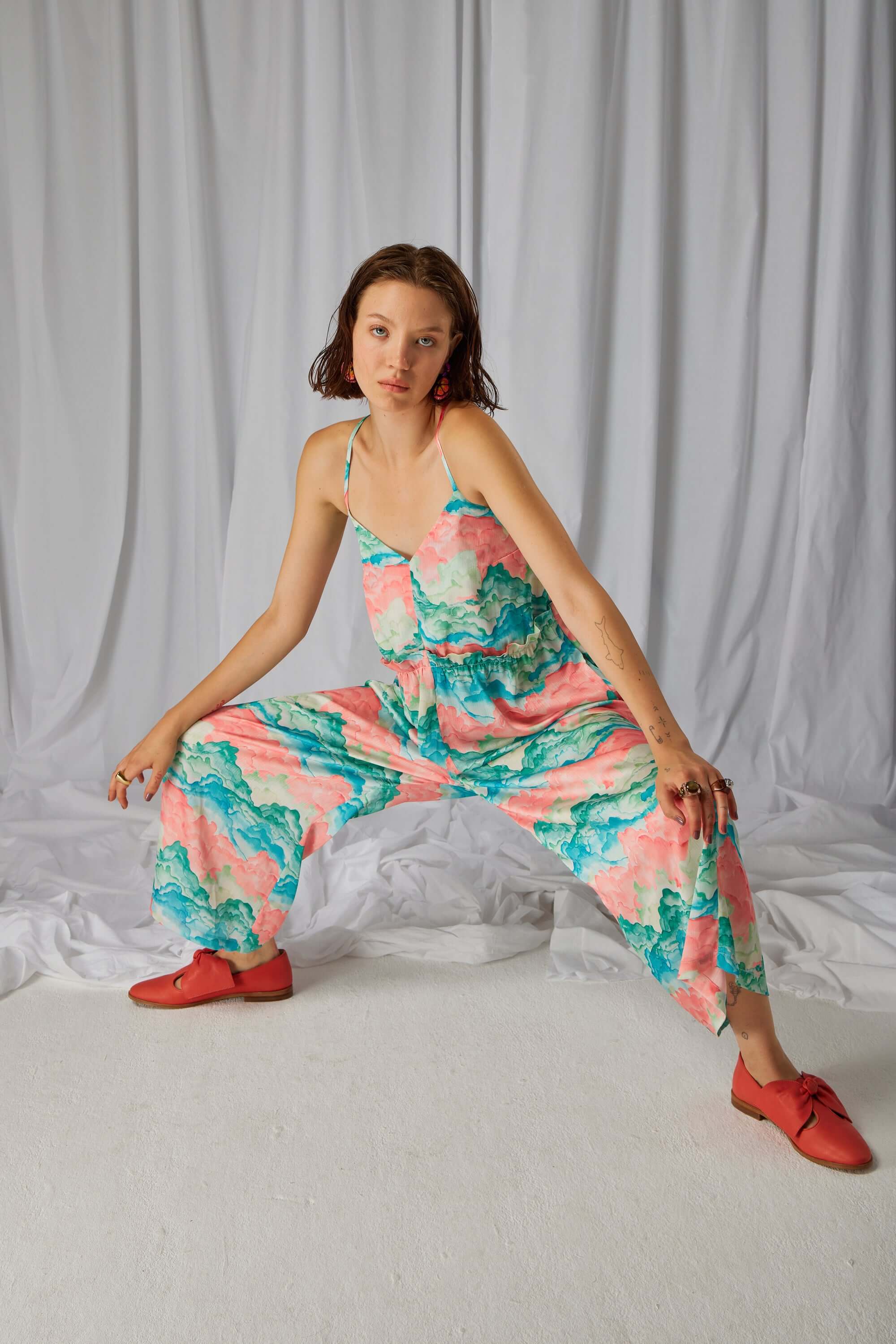 Lottie jumpsuit in Nuit Blanche print