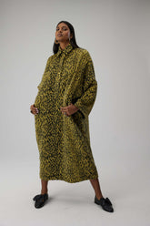 Milo dress in yellow woolen Leopard