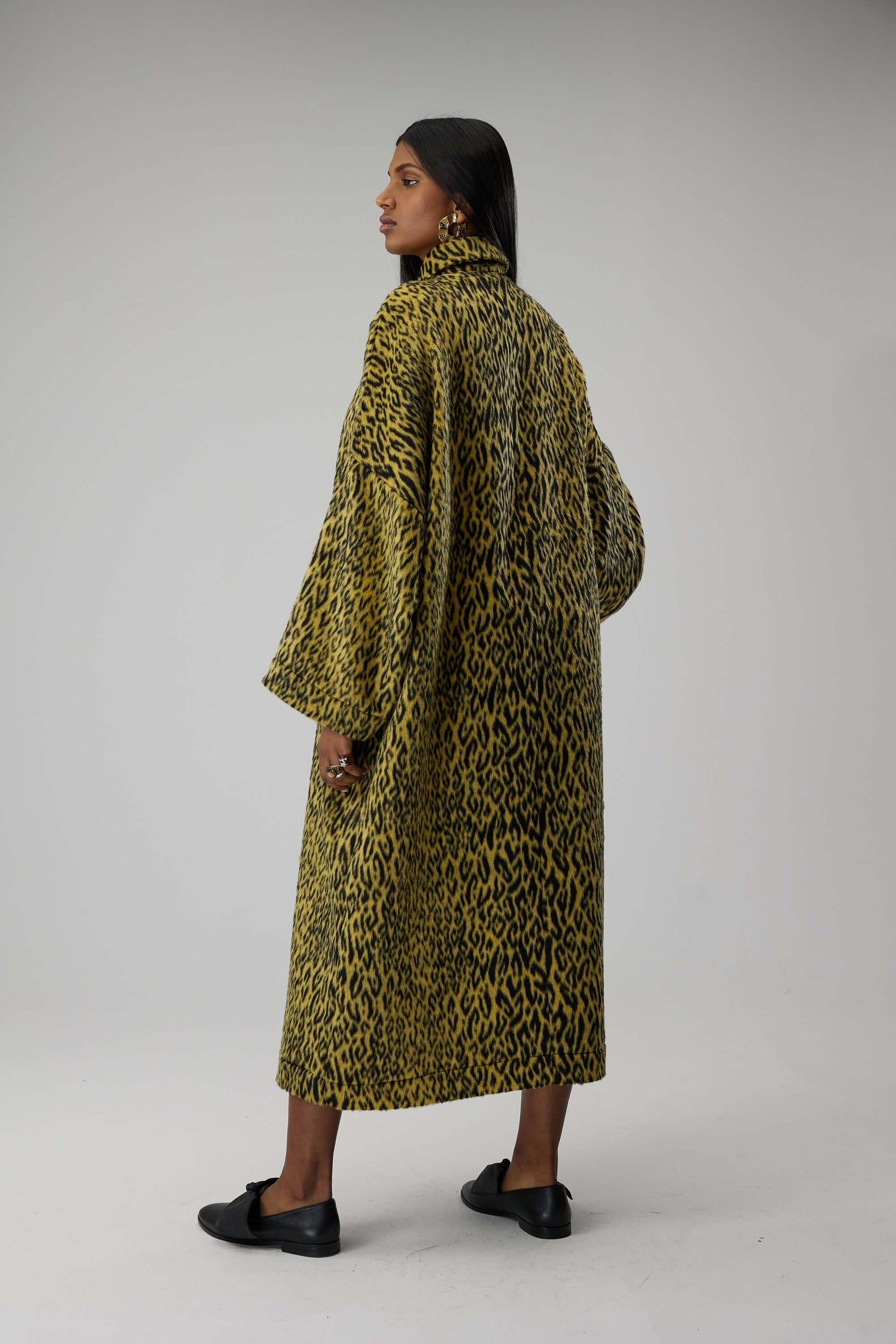 Milo dress in yellow woolen Leopard