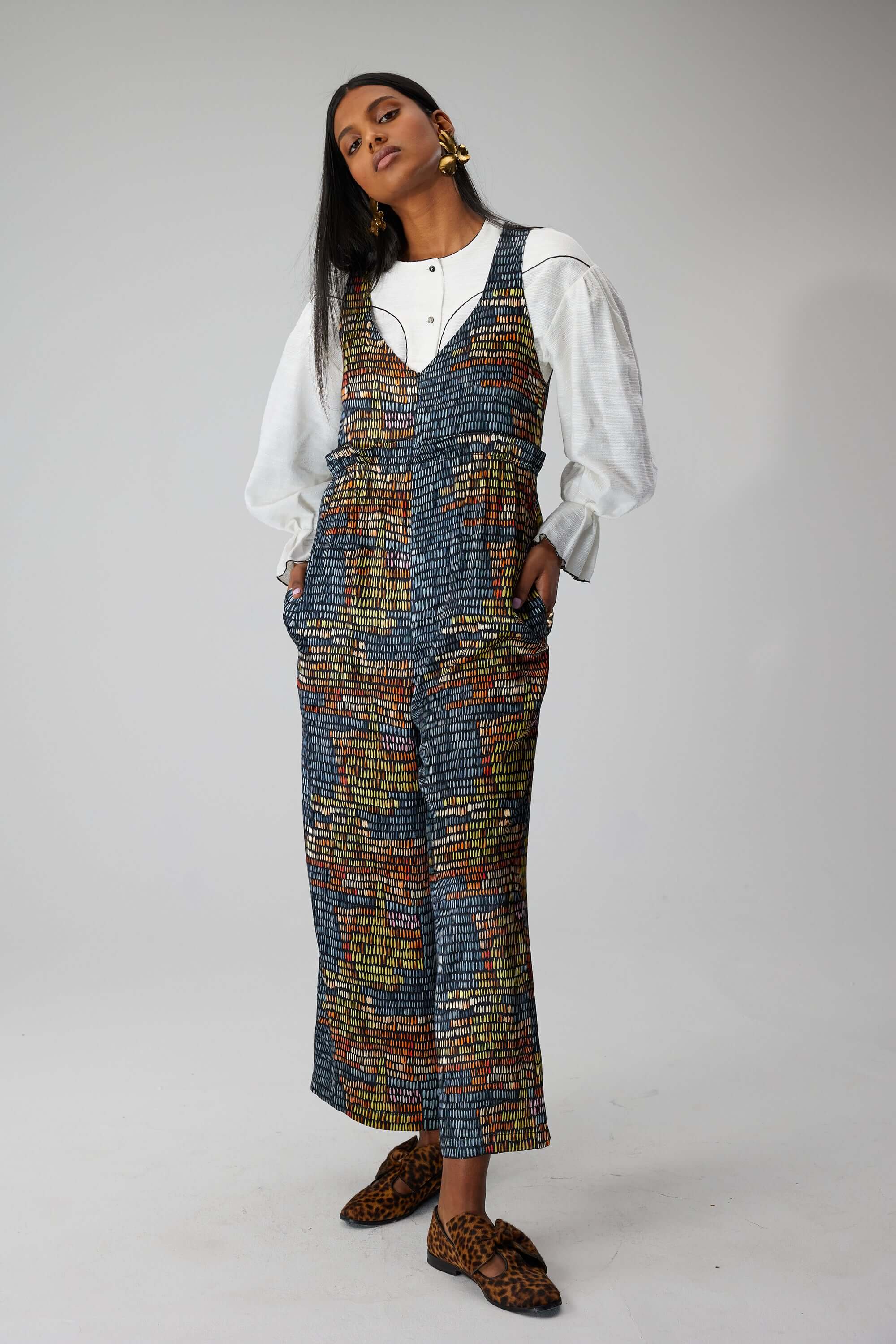 Lottie jumpsuit in Dark and Stormy print