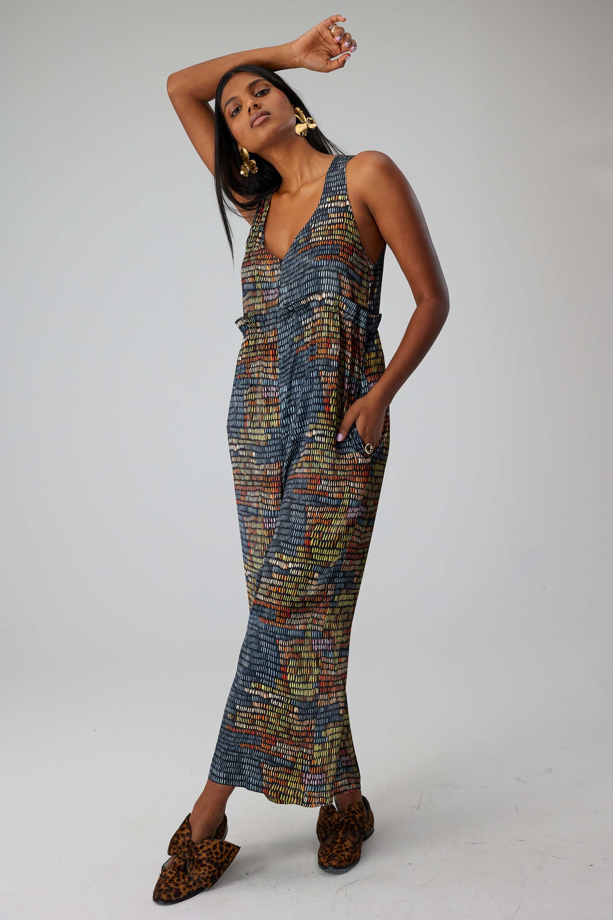 Lottie jumpsuit in Dark and Stormy print