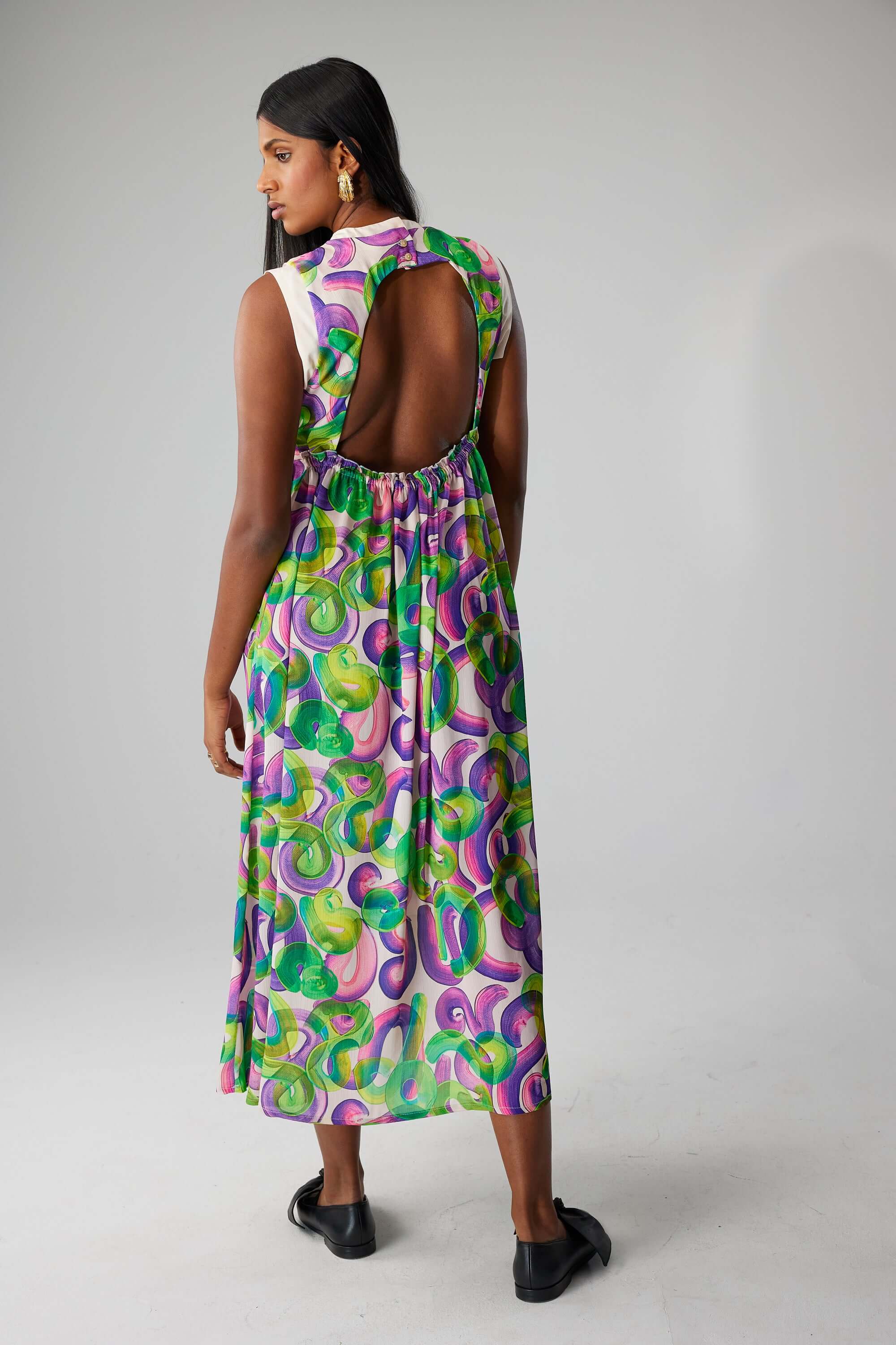 Thelma summer dress in Iodine Marshmallow print