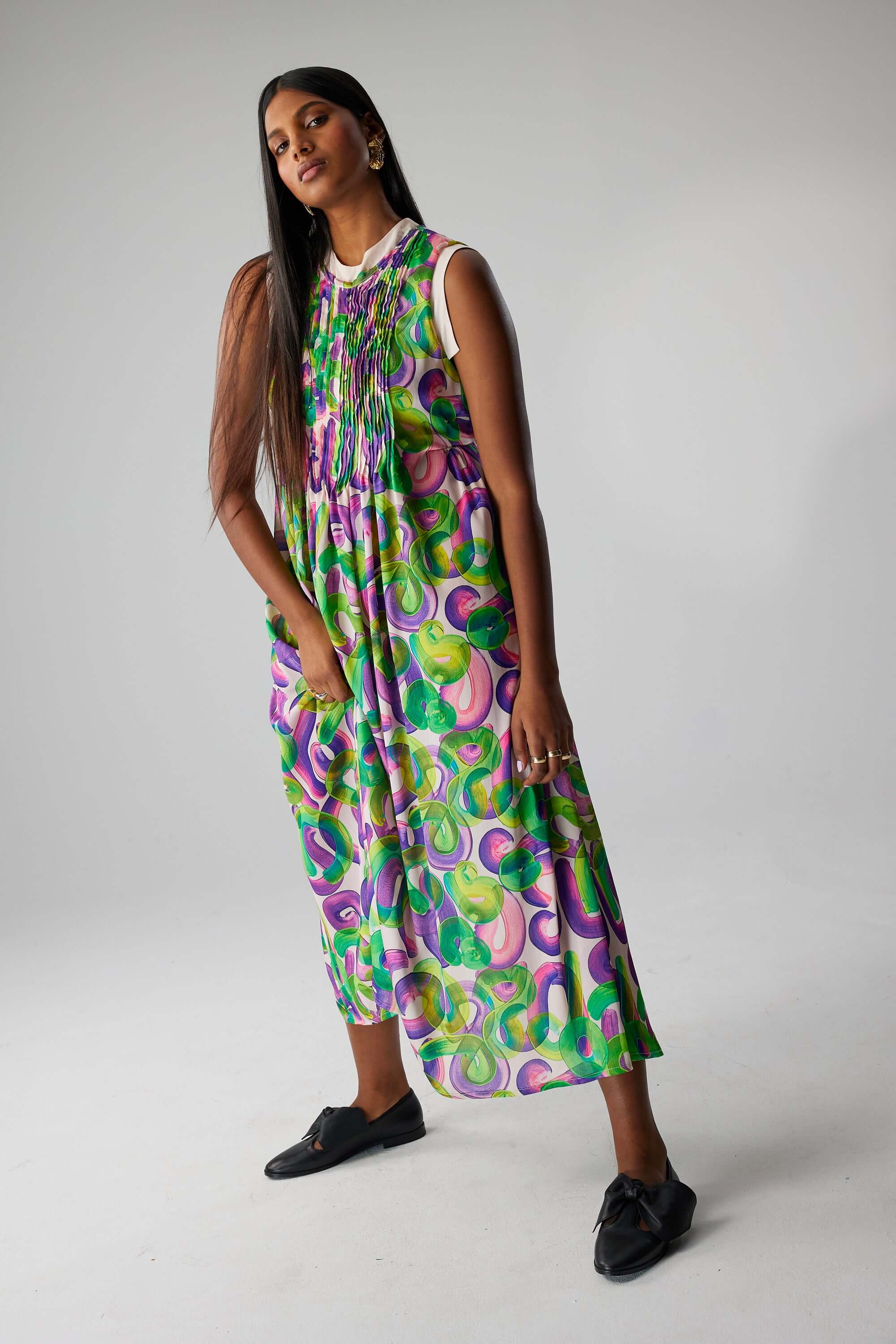 Thelma summer dress in Iodine Marshmallow print