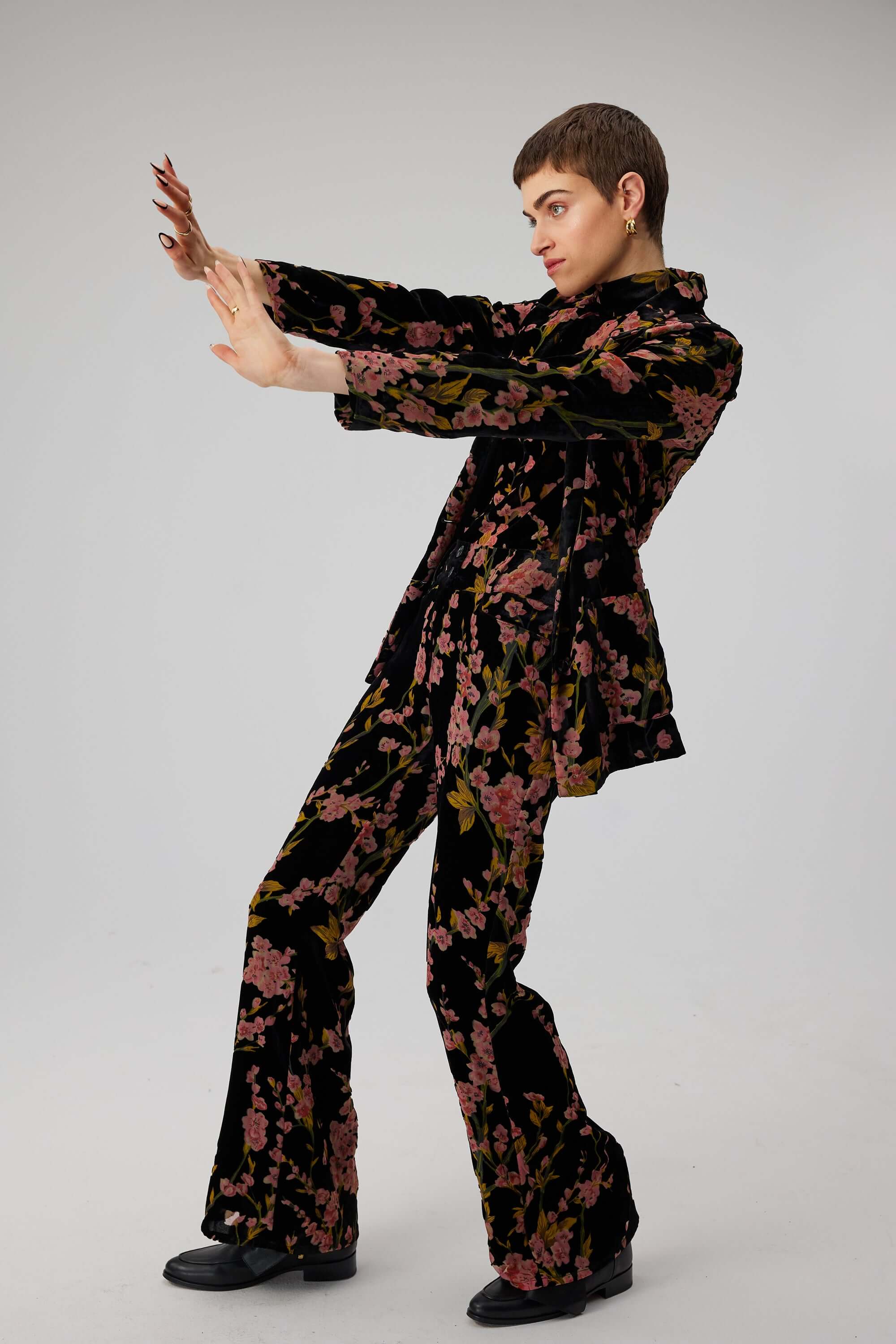 Robin pants in velvet Blossom