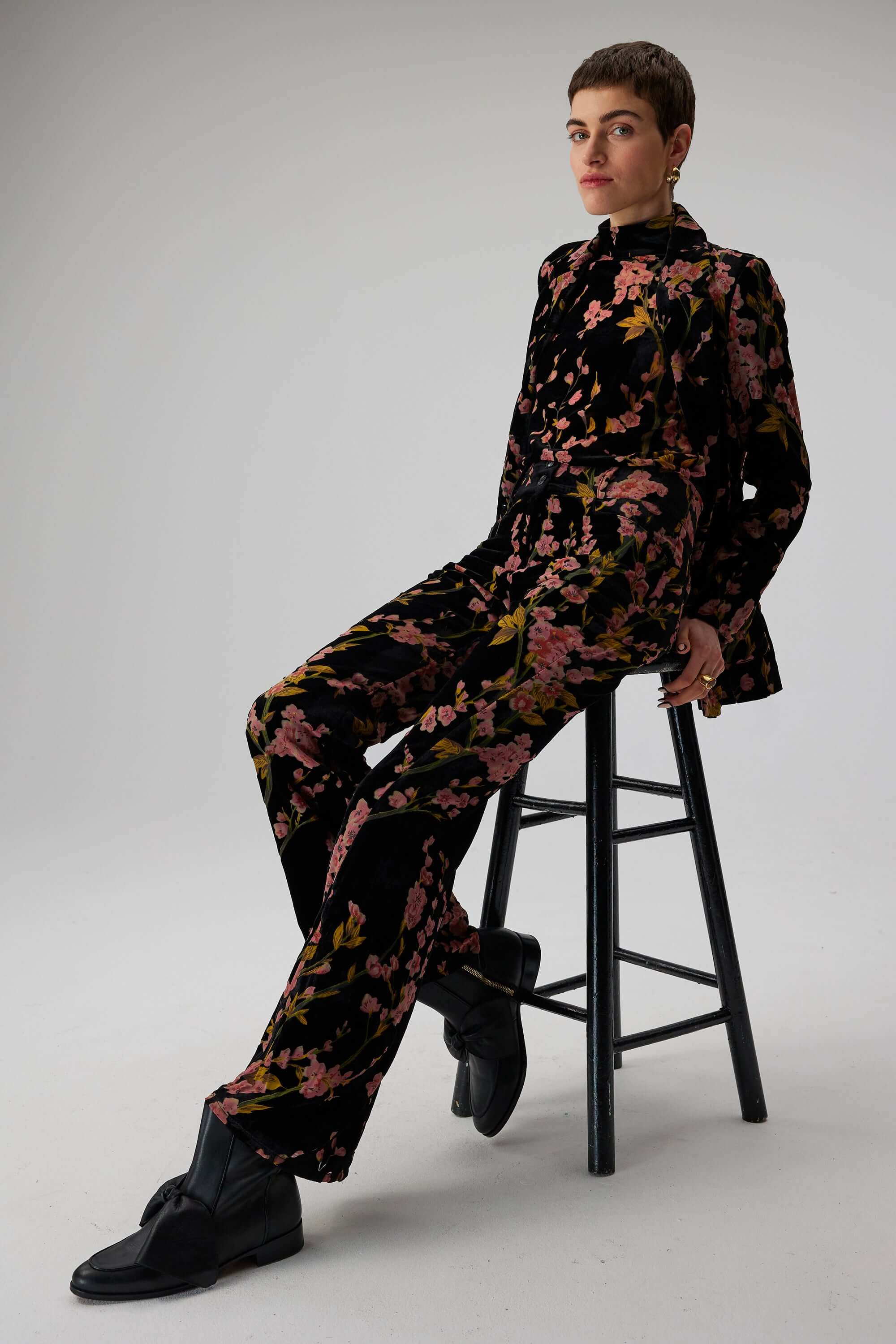 Robin pants in velvet Blossom