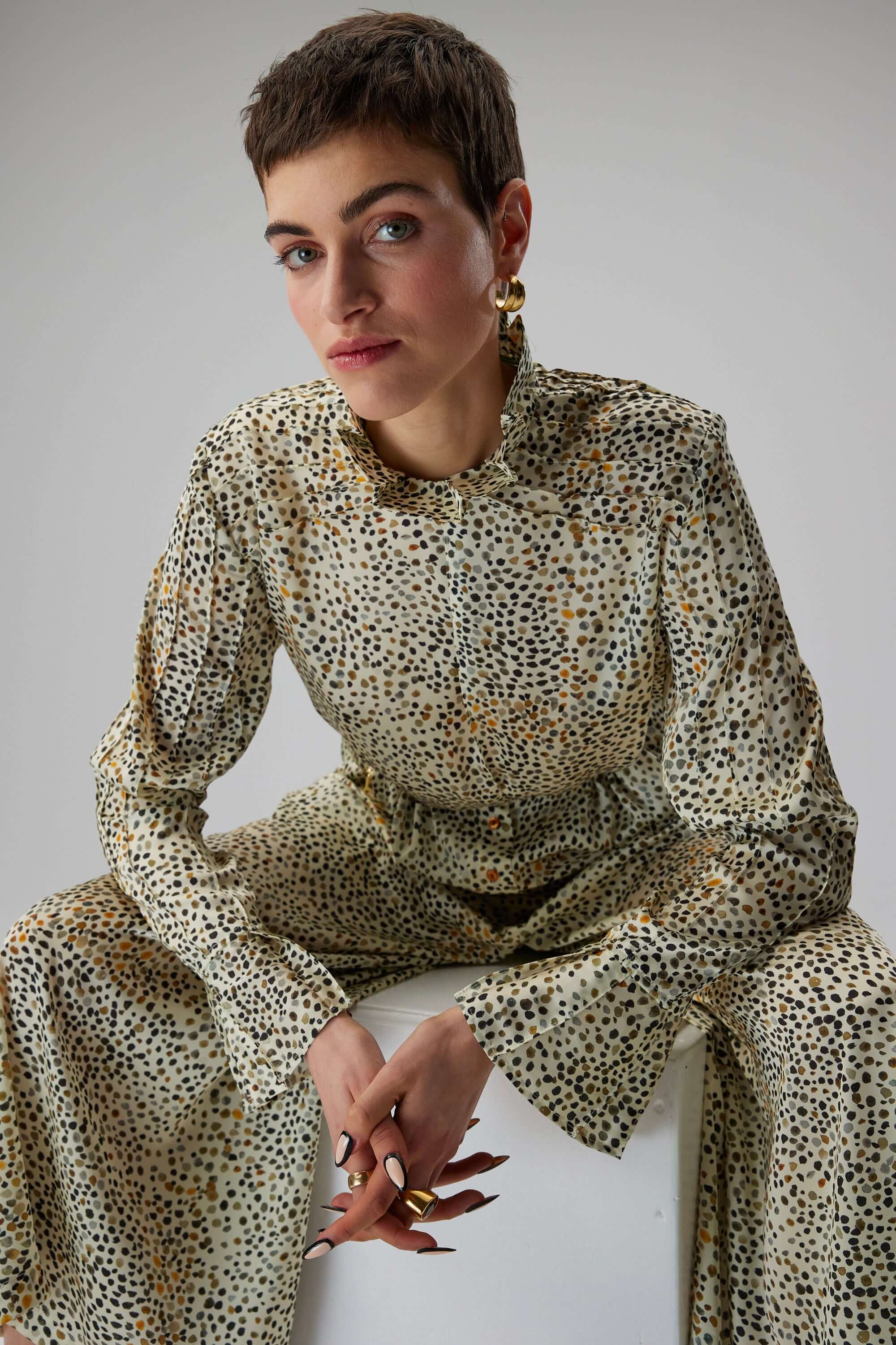 Chemise Muse en imprimé Panthère blanche