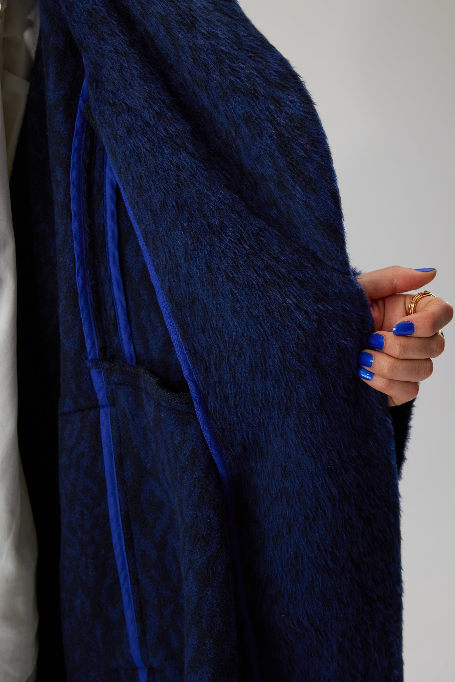 Manteau Eren en lainage léopard bleu