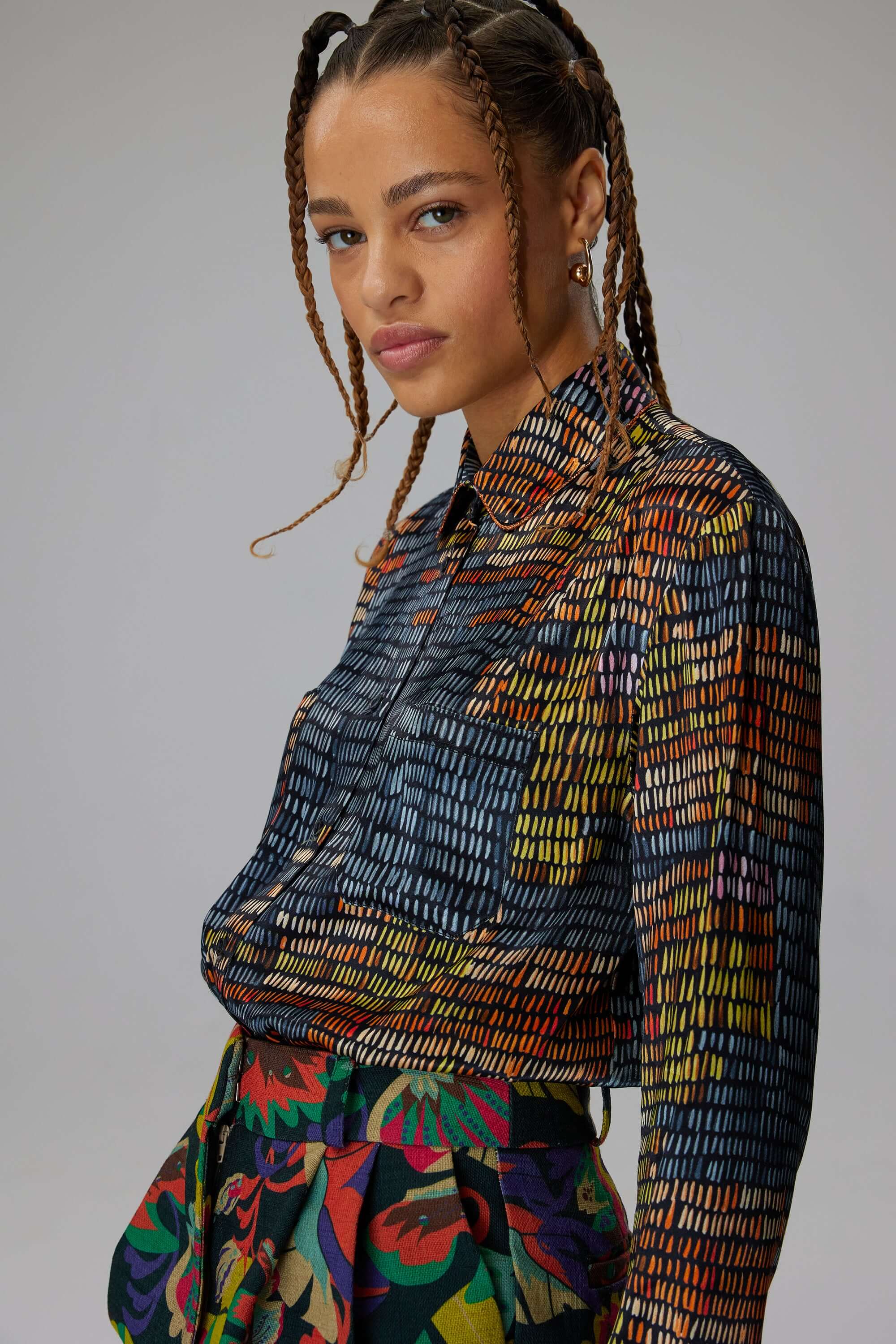 Dori shirt in Dark and Stormy print