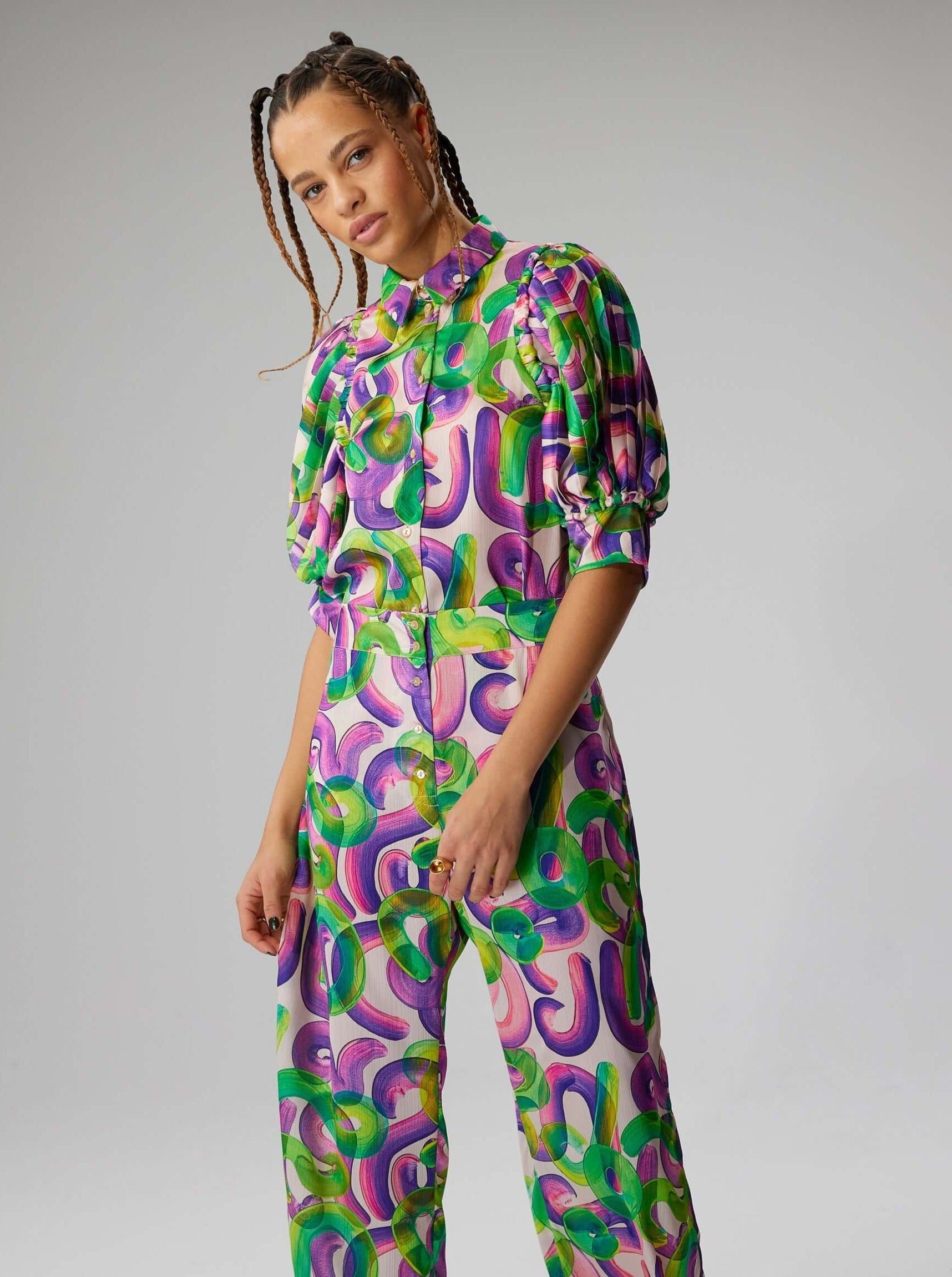 Lex shirt in Iodine Marshmallow print