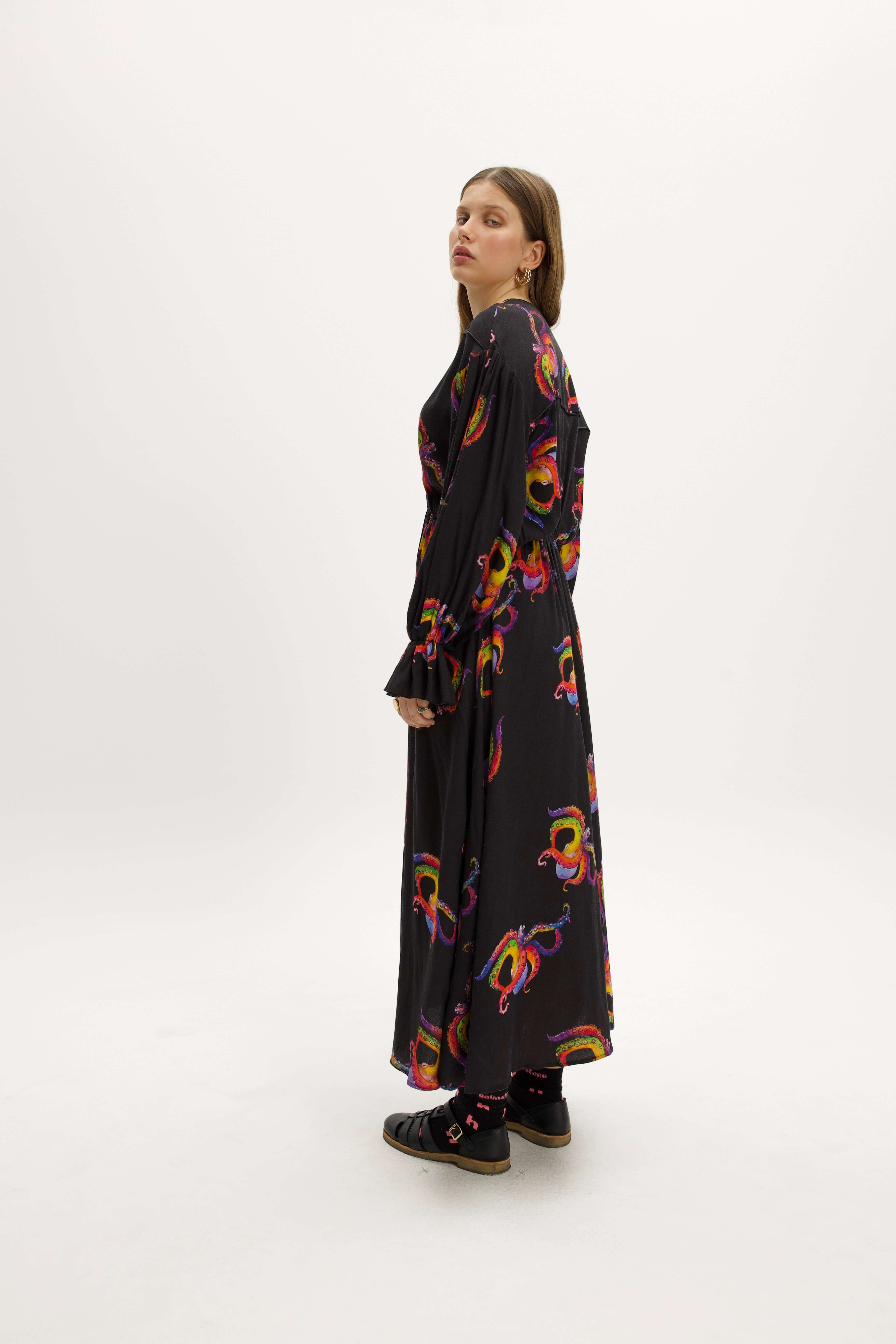 Pili Dress in Happy Octopus Print
