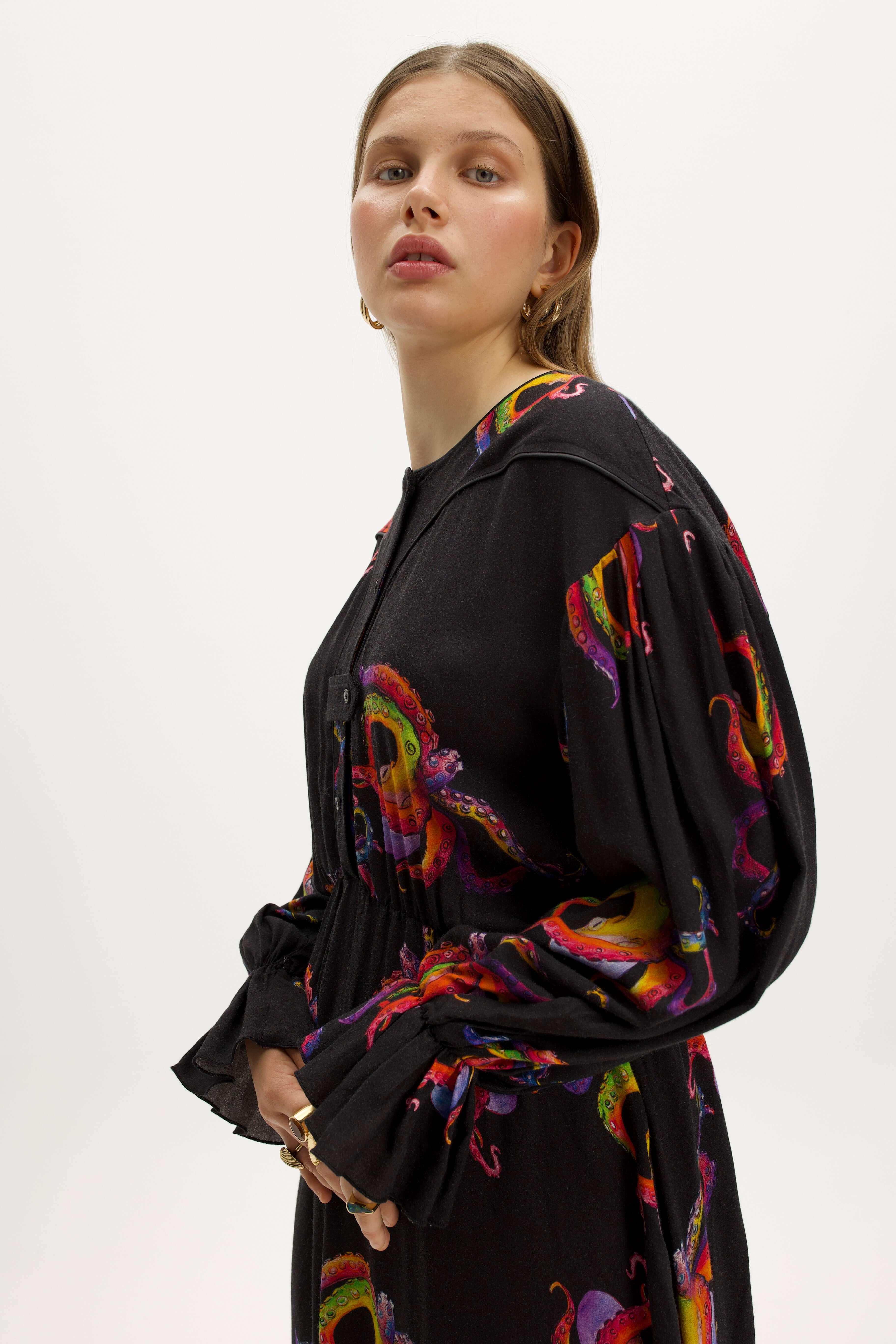 Pili Dress in Happy Octopus Print