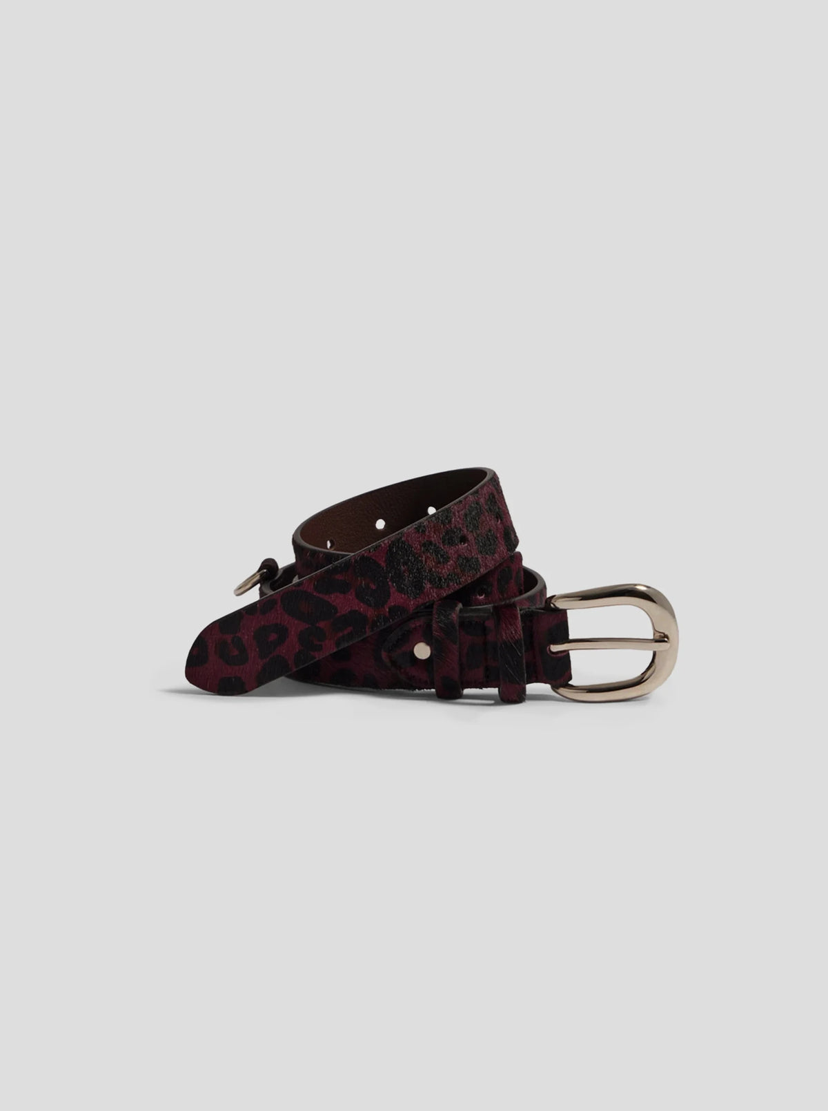 Belt in burgundy Leopard leather