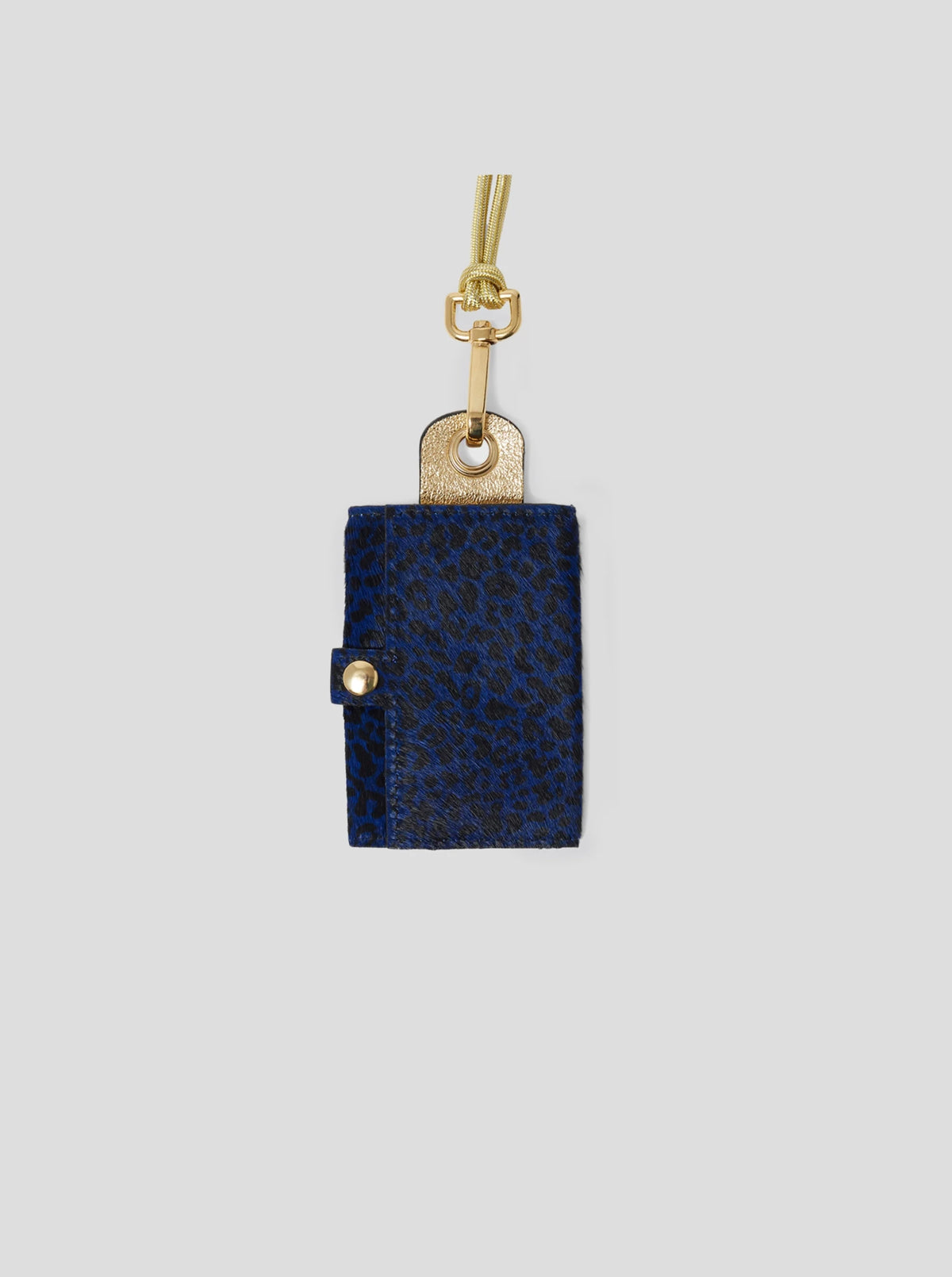 Les Minis - Porte-clé à clapet en cuir imprimé guépard bleu