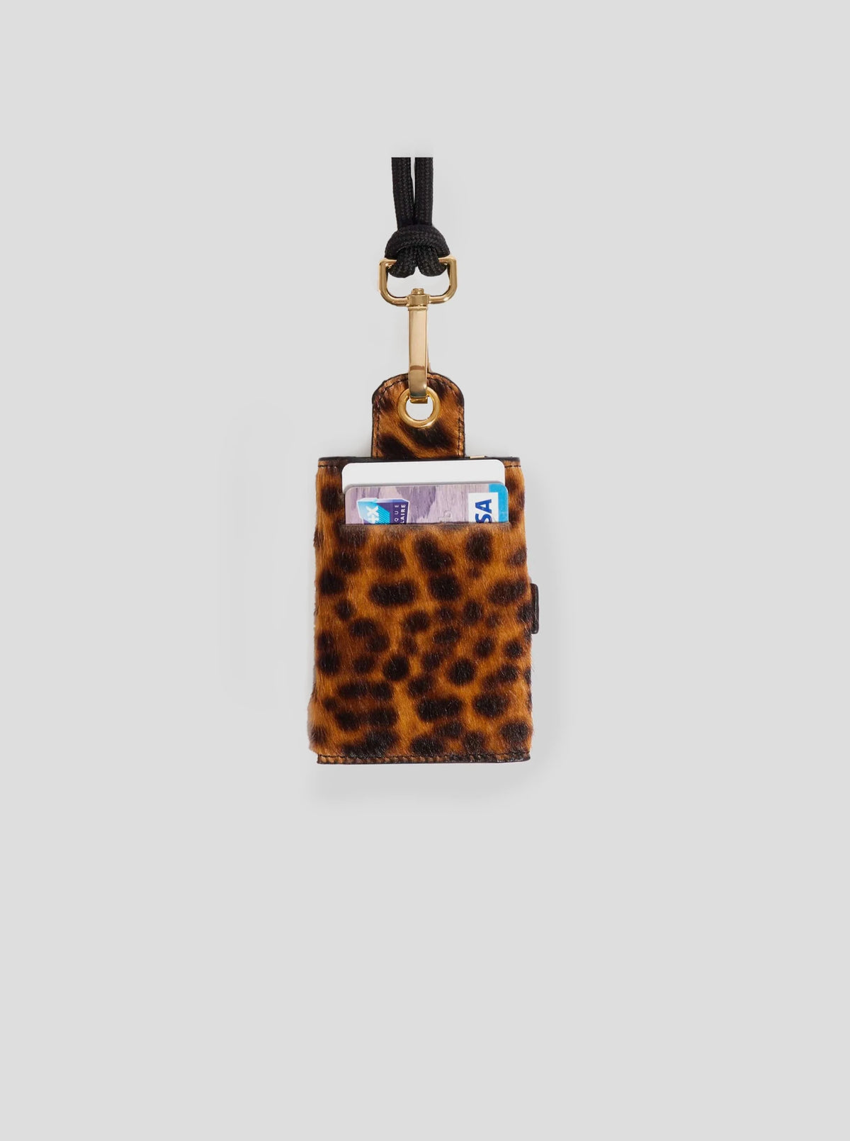 The Minis - 6 key holder in grey Leopard printed leather