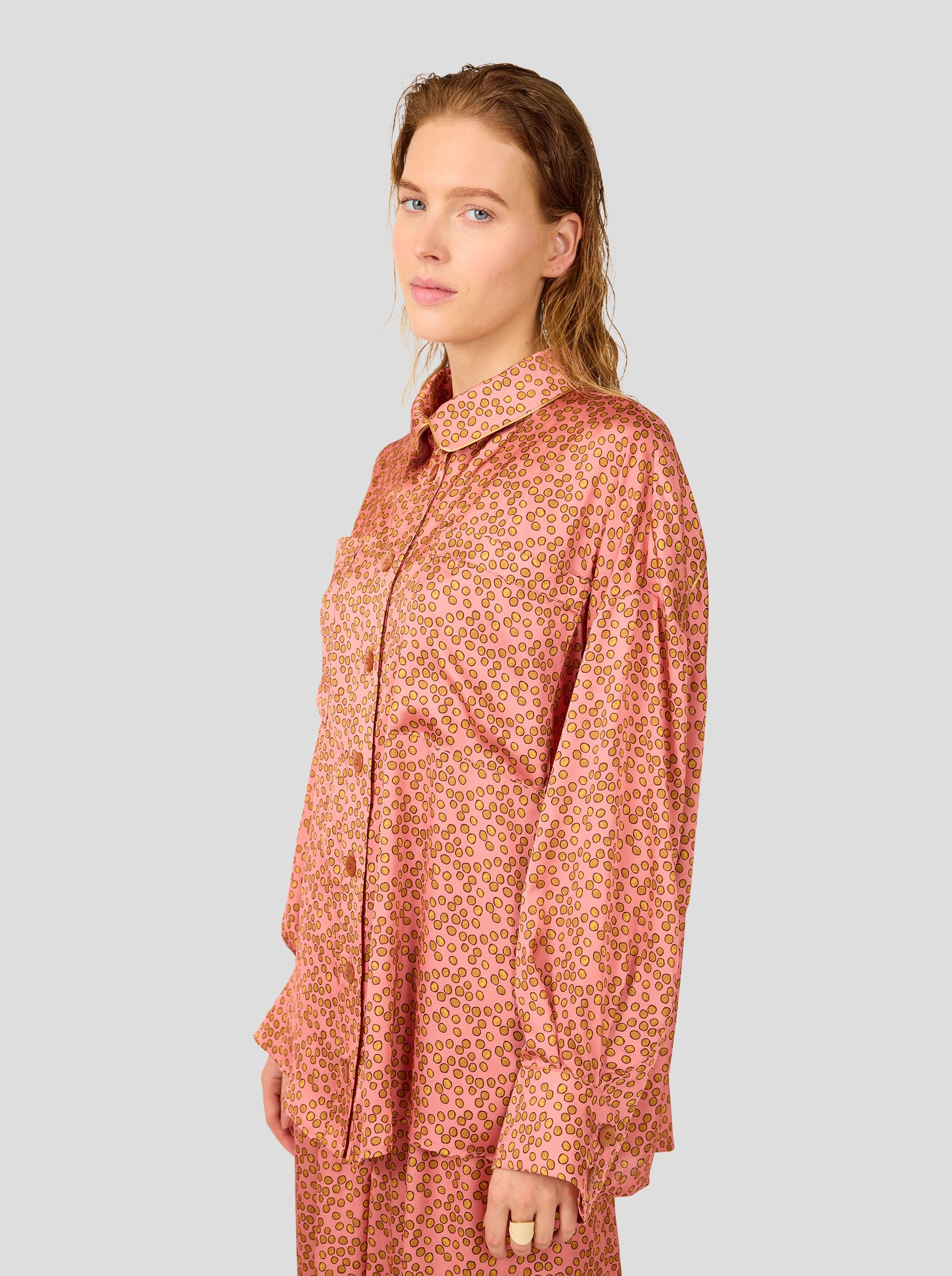 ASTREE SHIRT IN CANYON CLAY MESSY DOTS PRINT