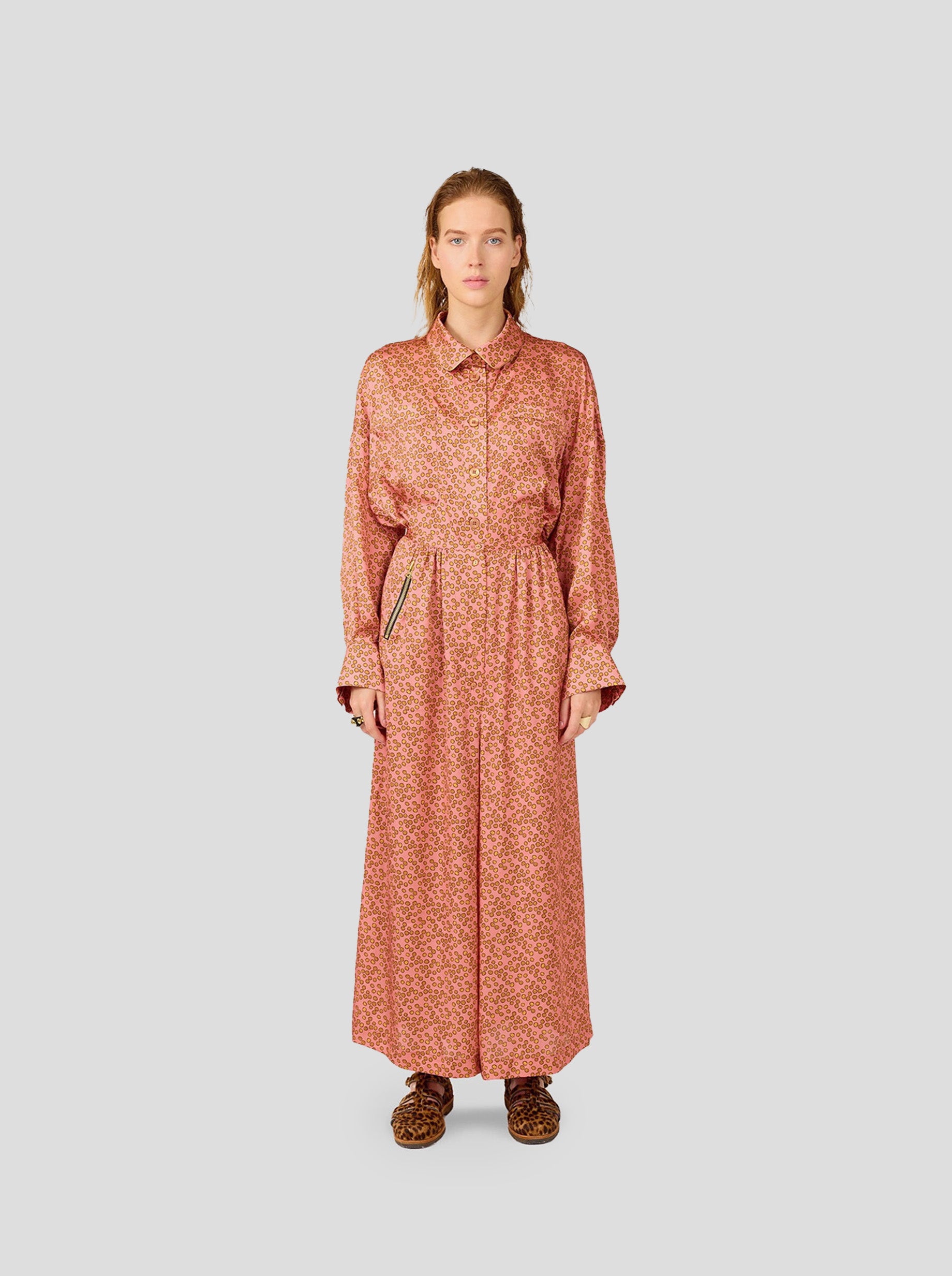Astree Shirt in Canyon Clay Messy Dots Print