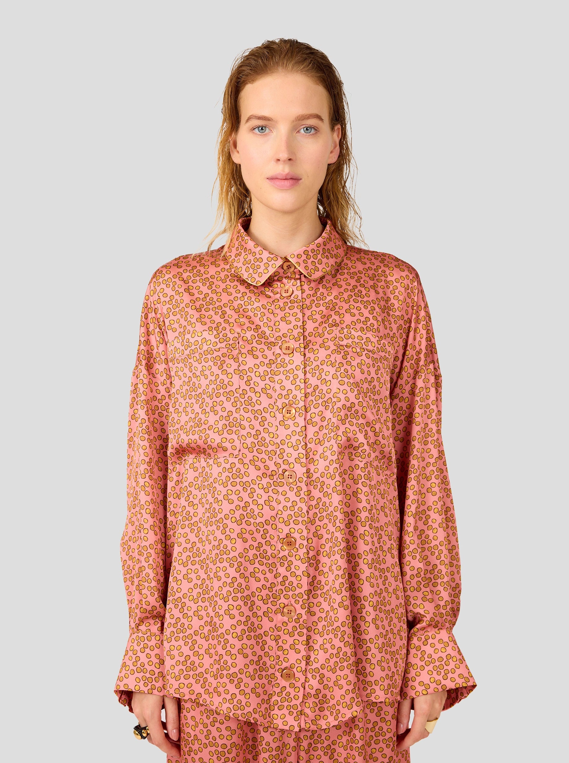 ASTREE SHIRT IN CANYON CLAY MESSY DOTS PRINT