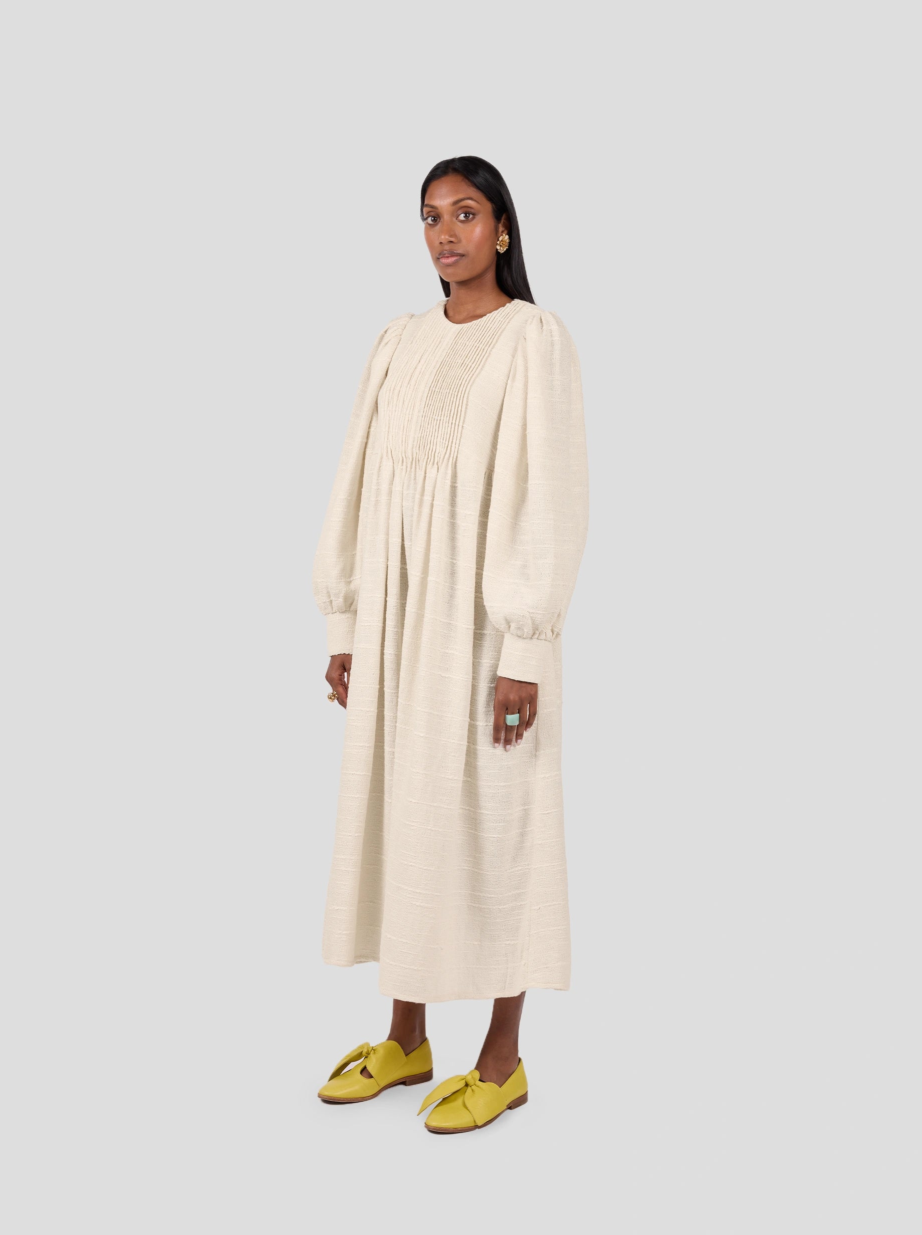 Ausin Dress In Ivory Jute Canvas