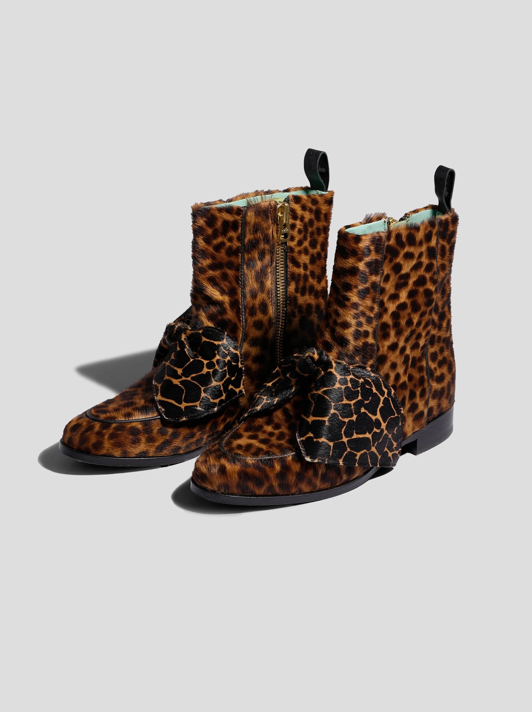 Leather leopard boots clearance