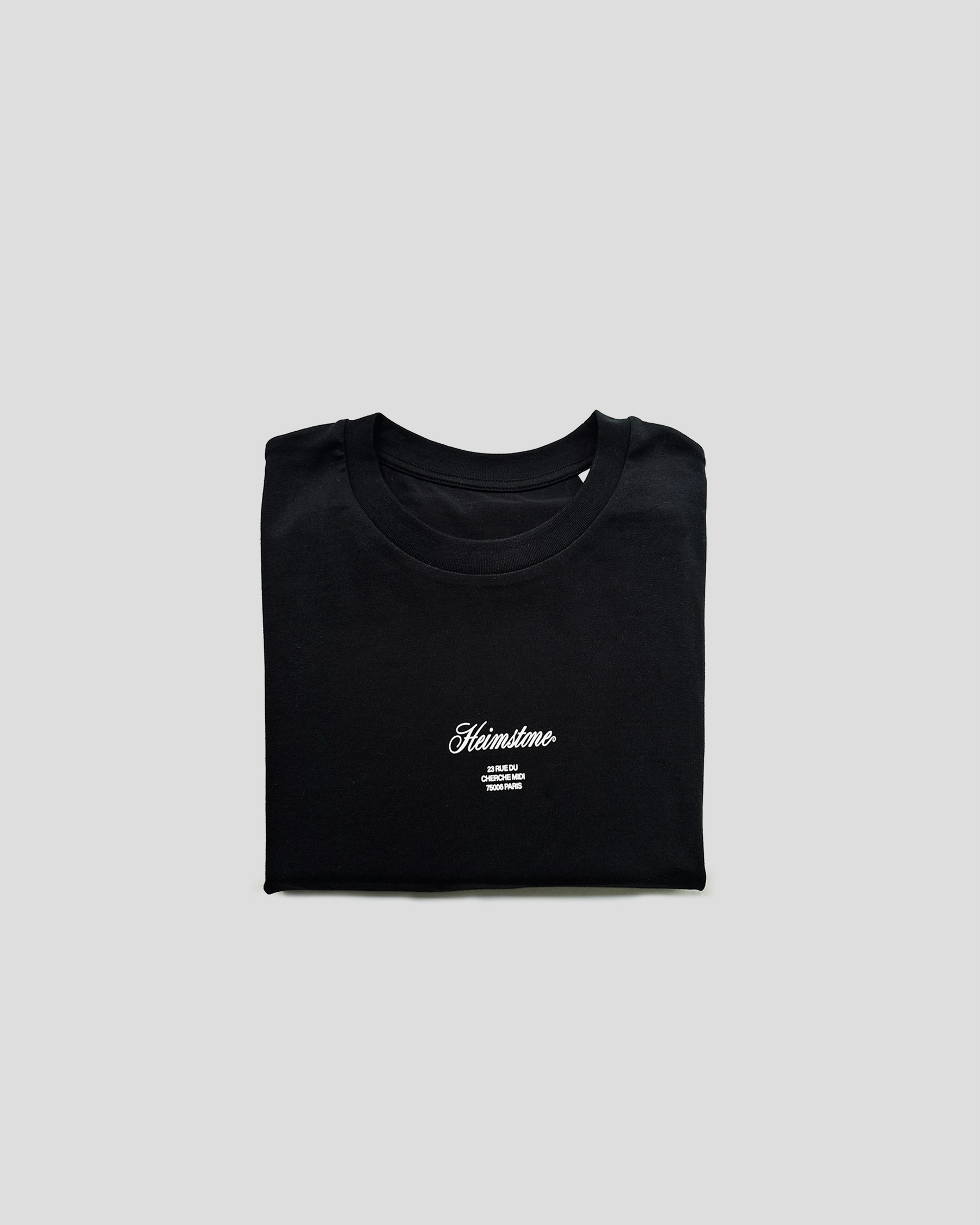 T-shirt Collector Unisexe – Noir avec Logo Heimstone Blanc Cassé