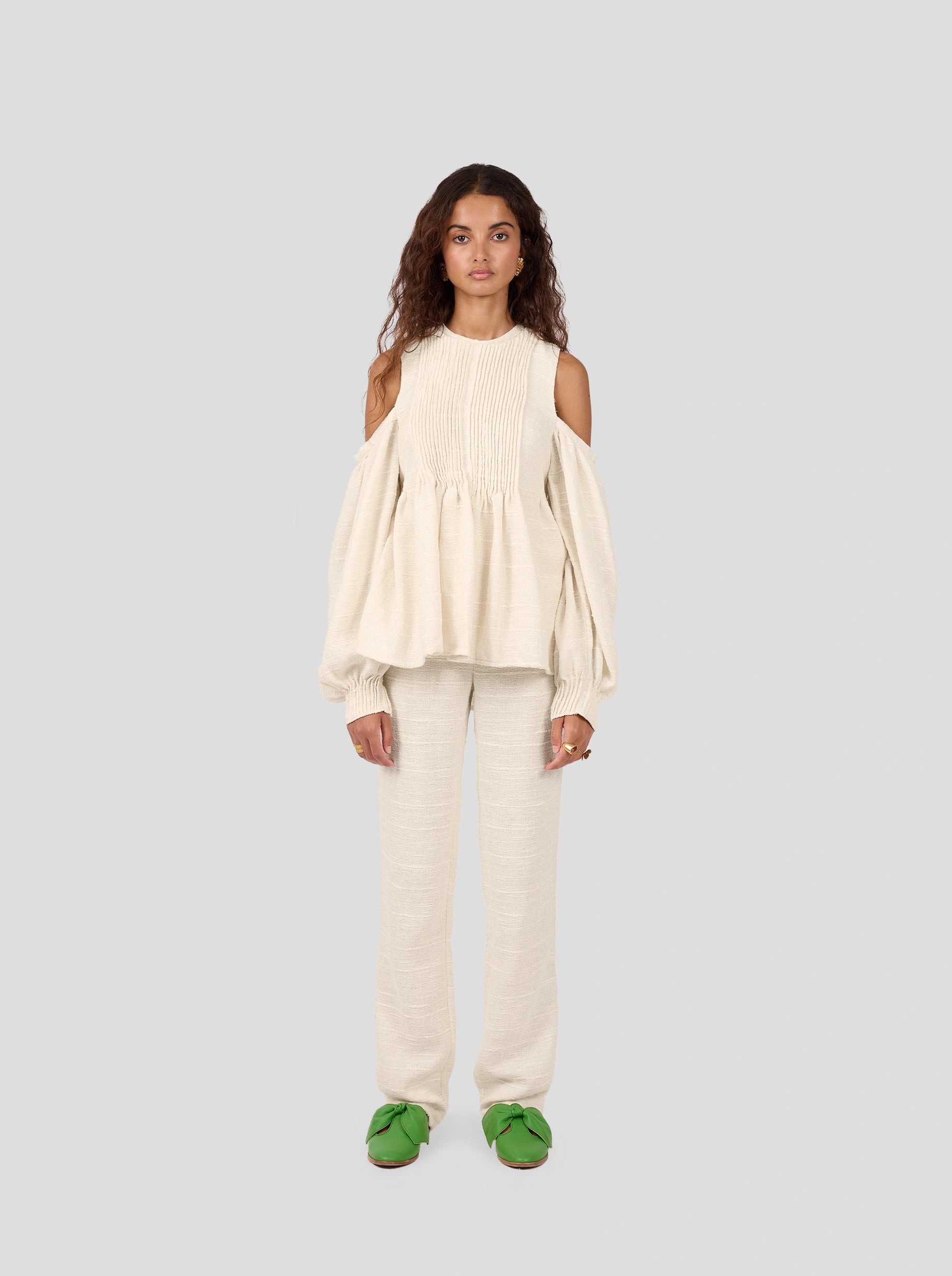 Blanca Blouse In Ivory Jute Canvas