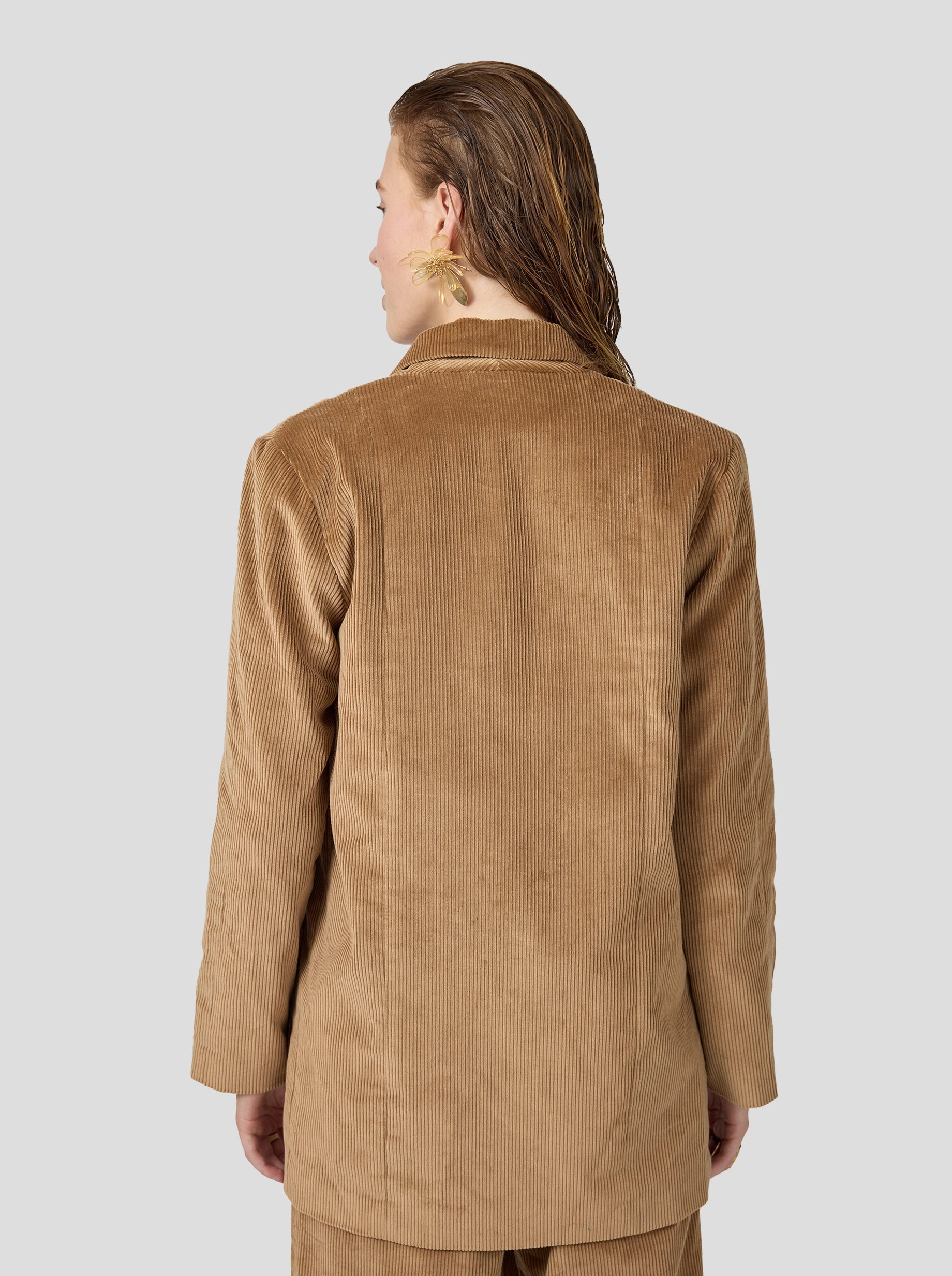 Sonny Crockett blazer in shiny caramel corduroy