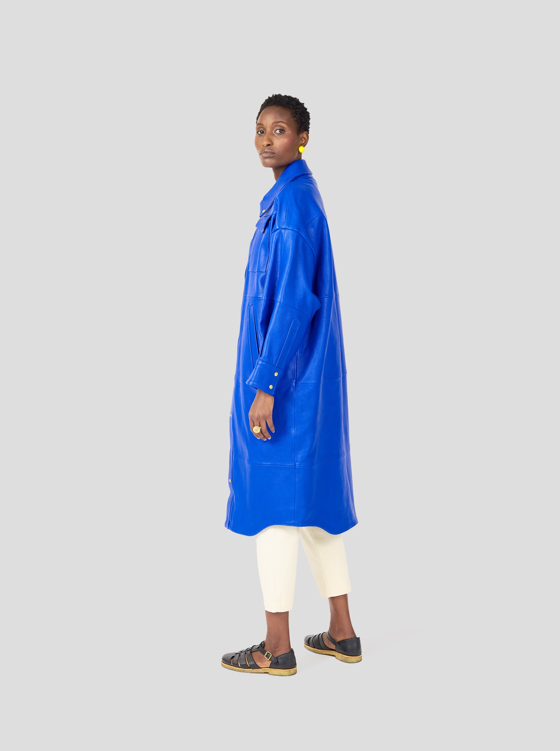 Manteau Marines en cuir Gitane bleu