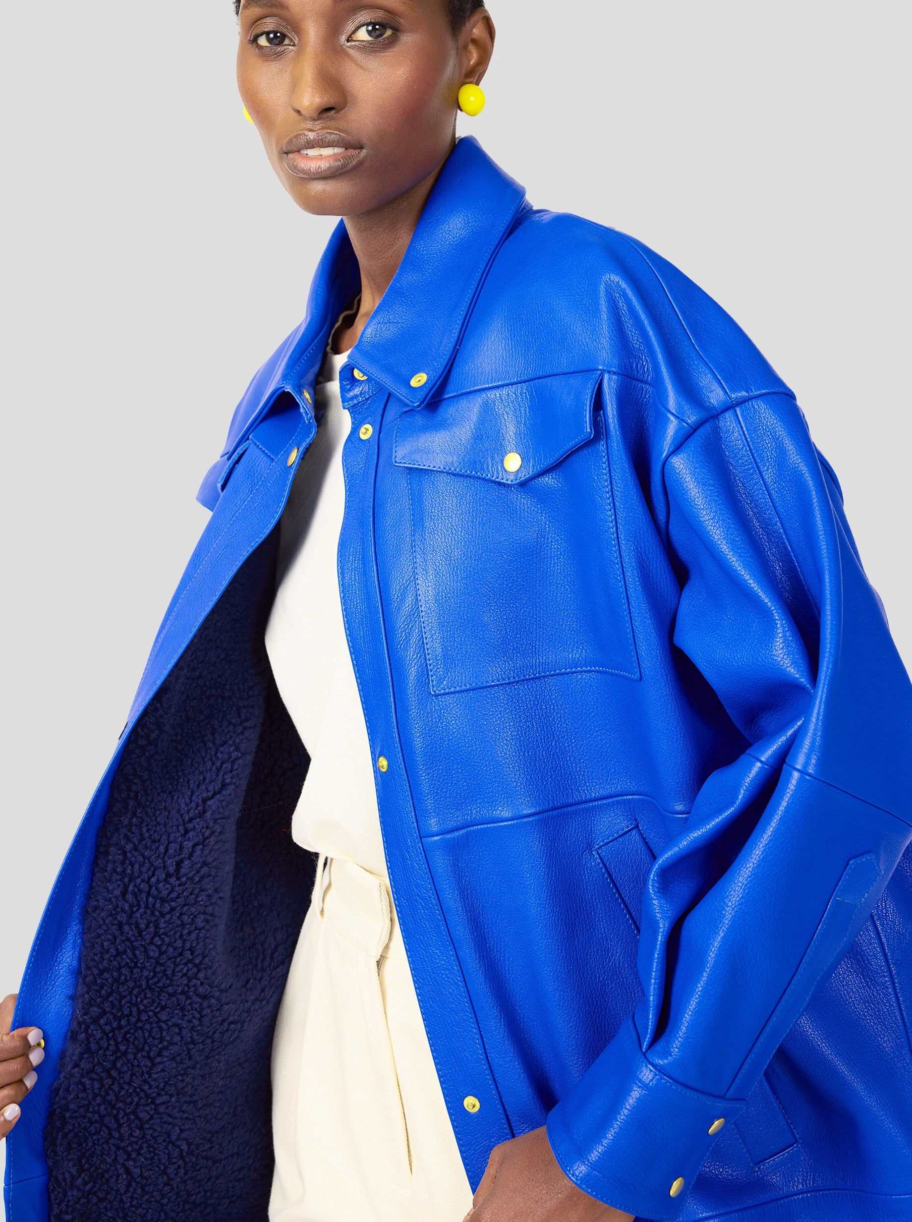 Manteau Marines en cuir Gitane bleu