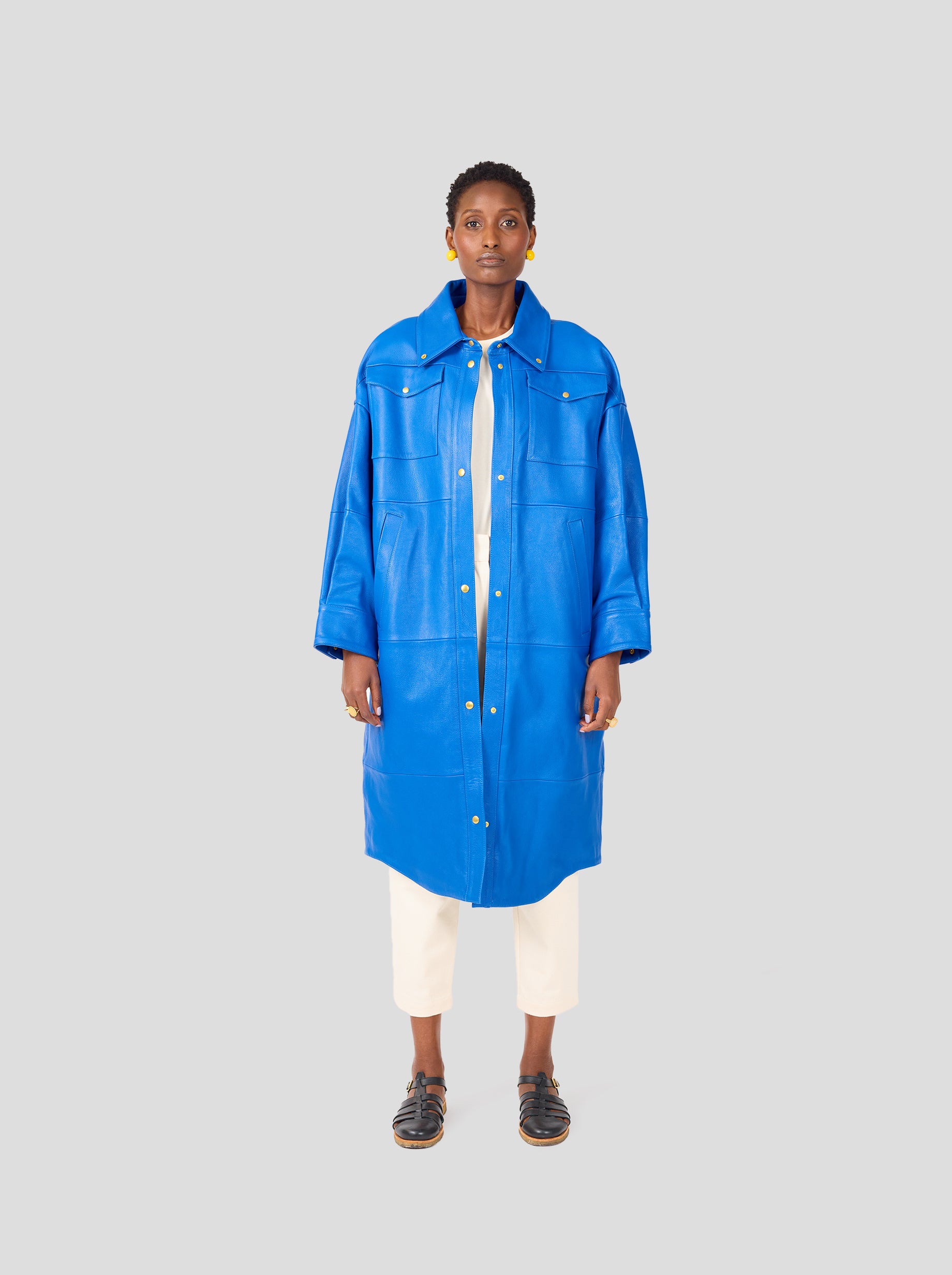 Manteau Marines en cuir Gitane bleu