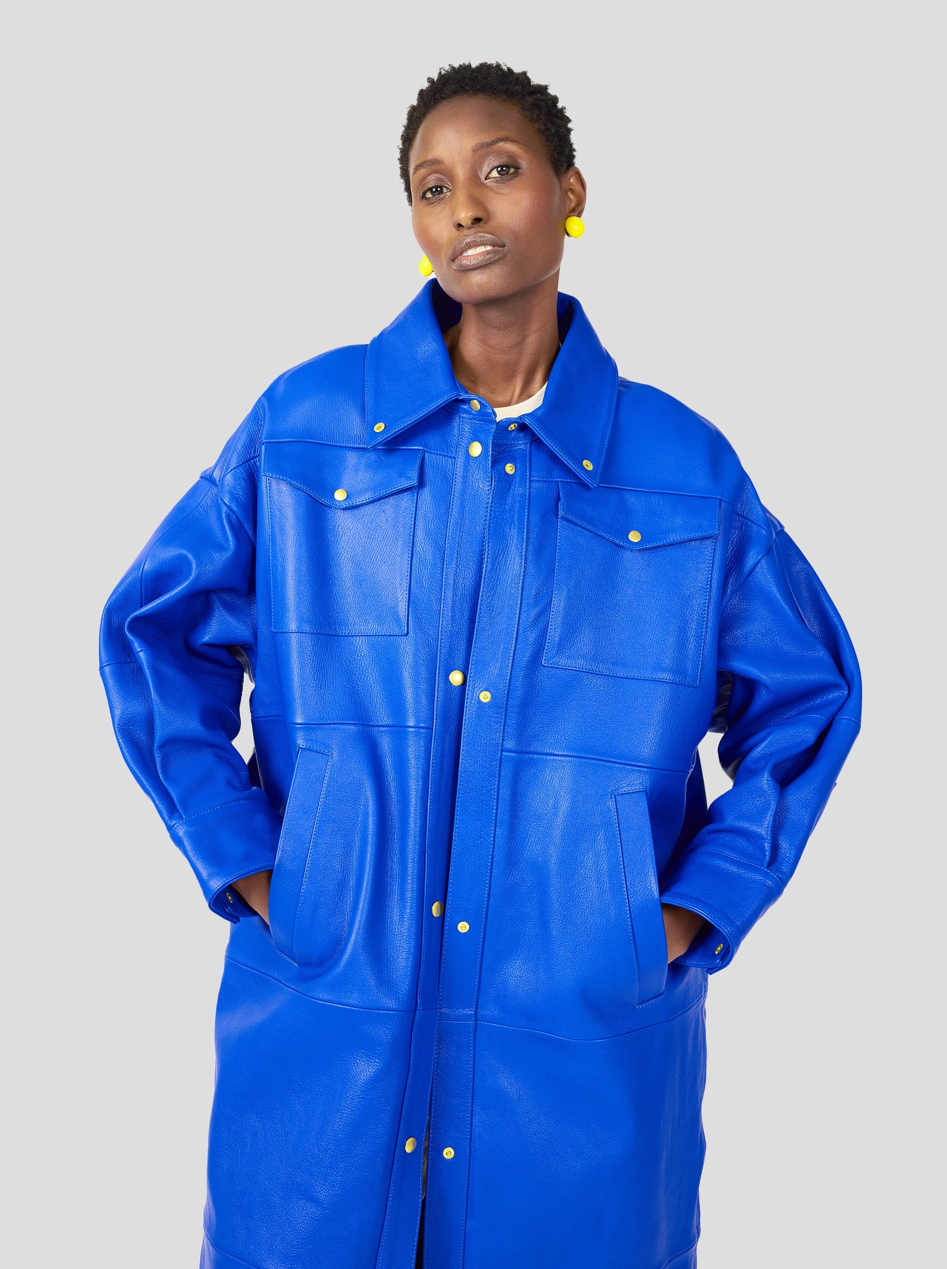 Marines coat in blue Gitaine leather