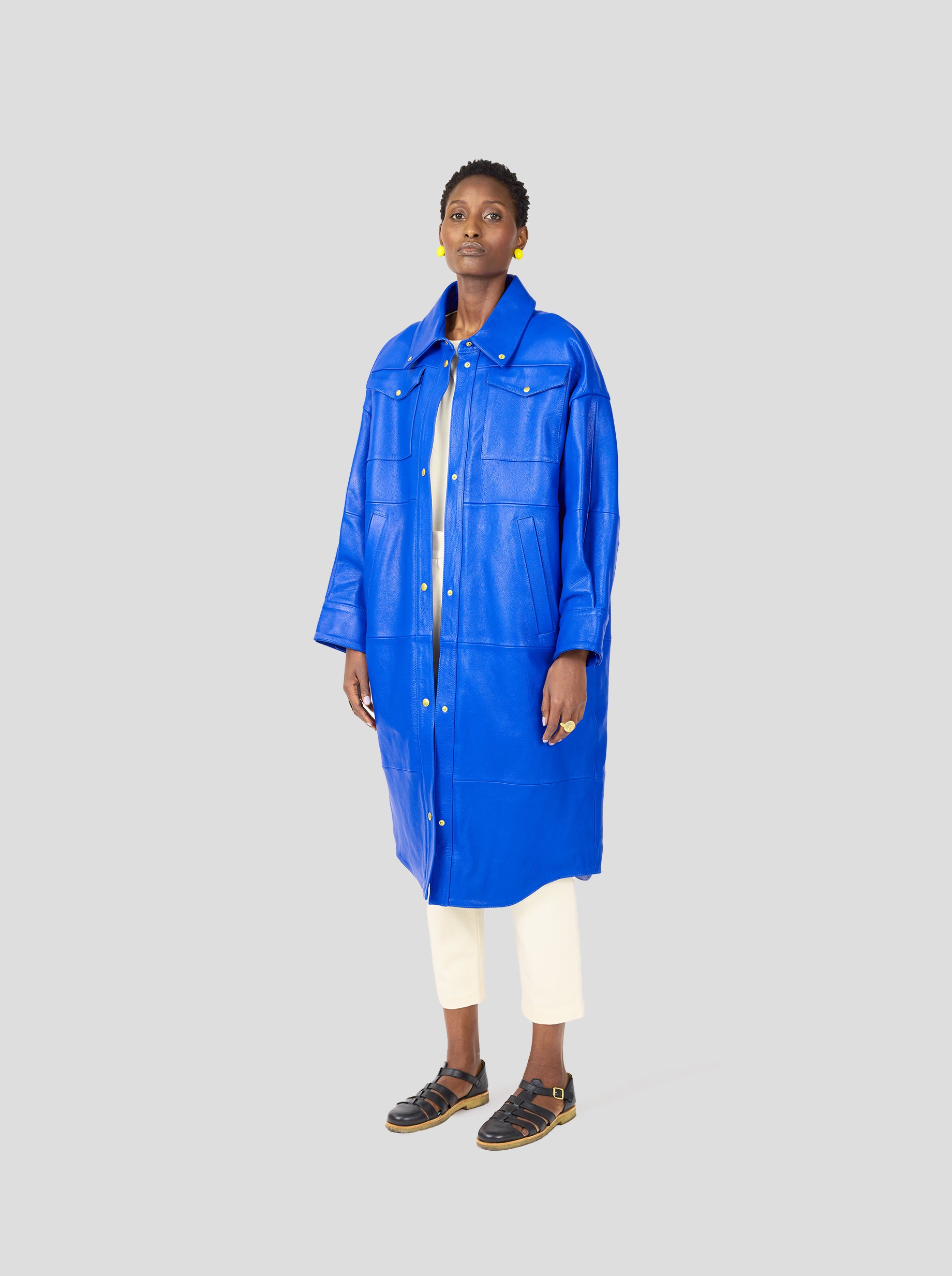 Manteau Marines en cuir Gitane bleu