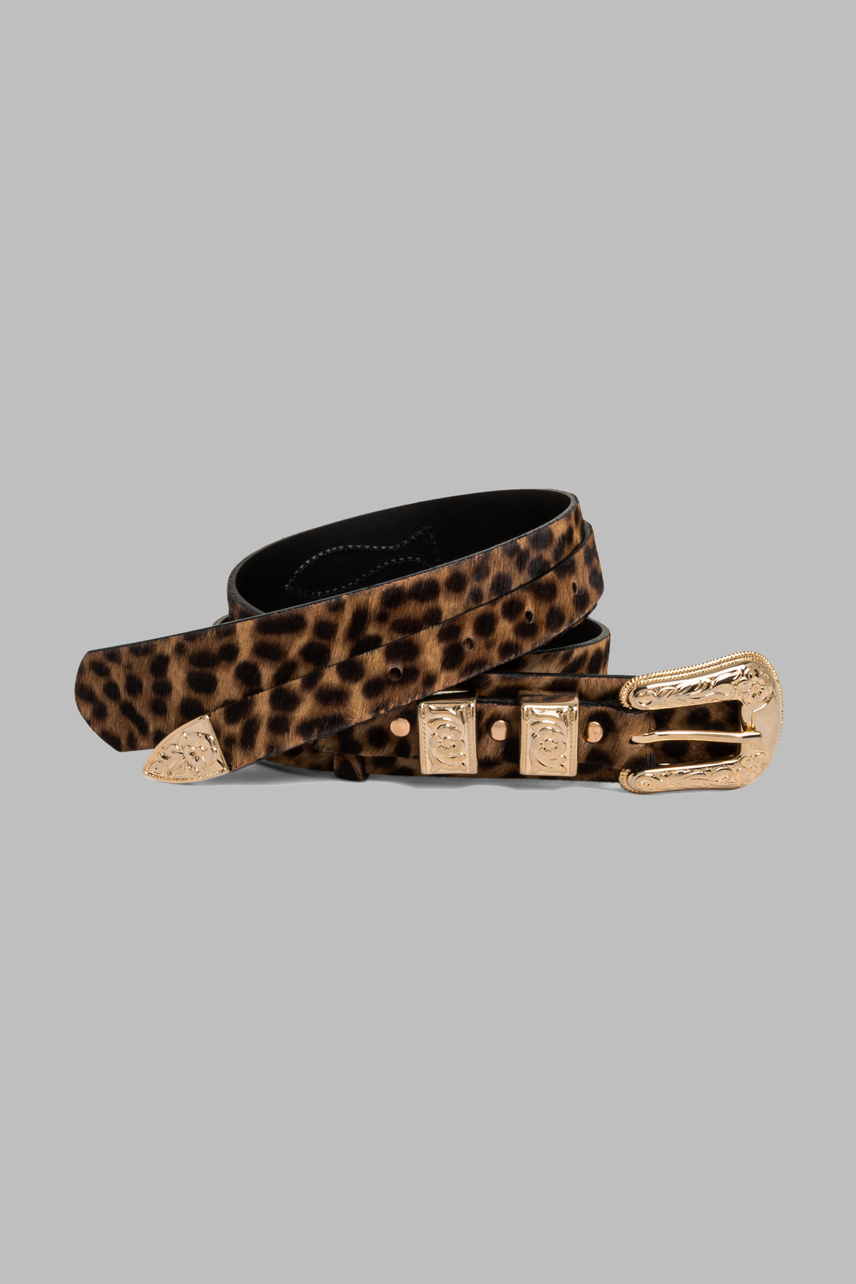 Texan belt in Leopard printed leather