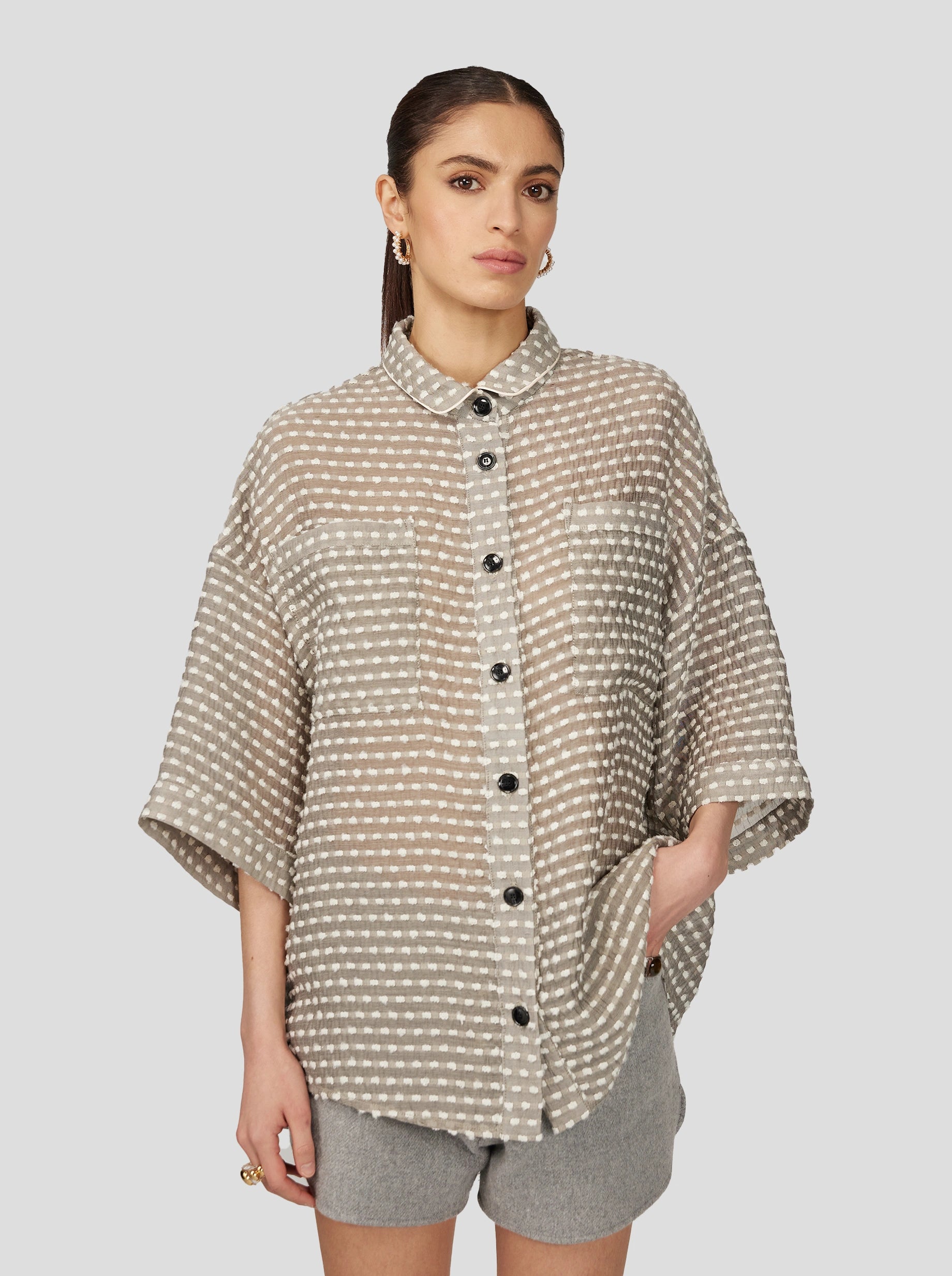 Astree Shirt in Pebble Blown Voile