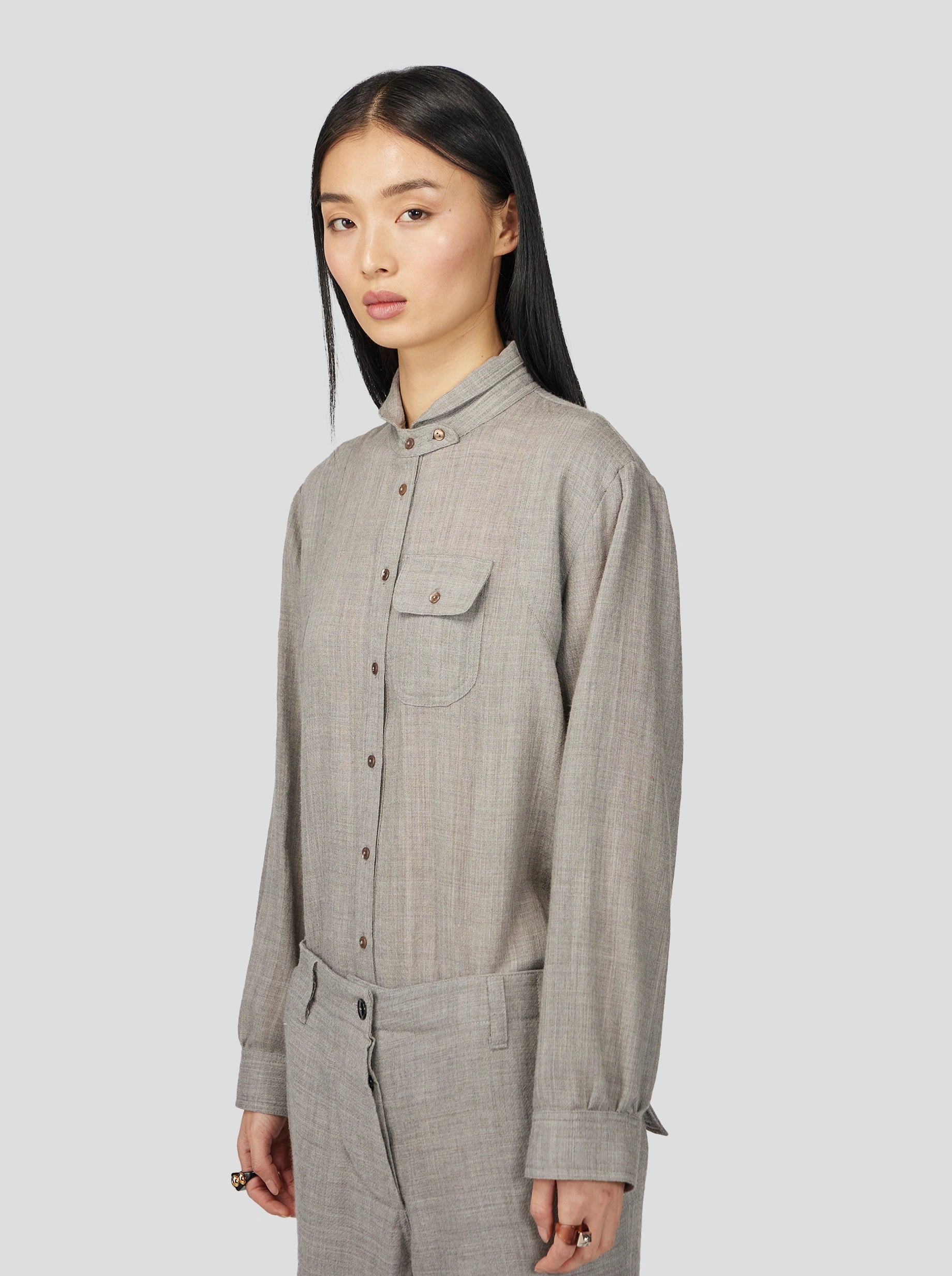 Tokyo Shirt in Ash Wool Cloth