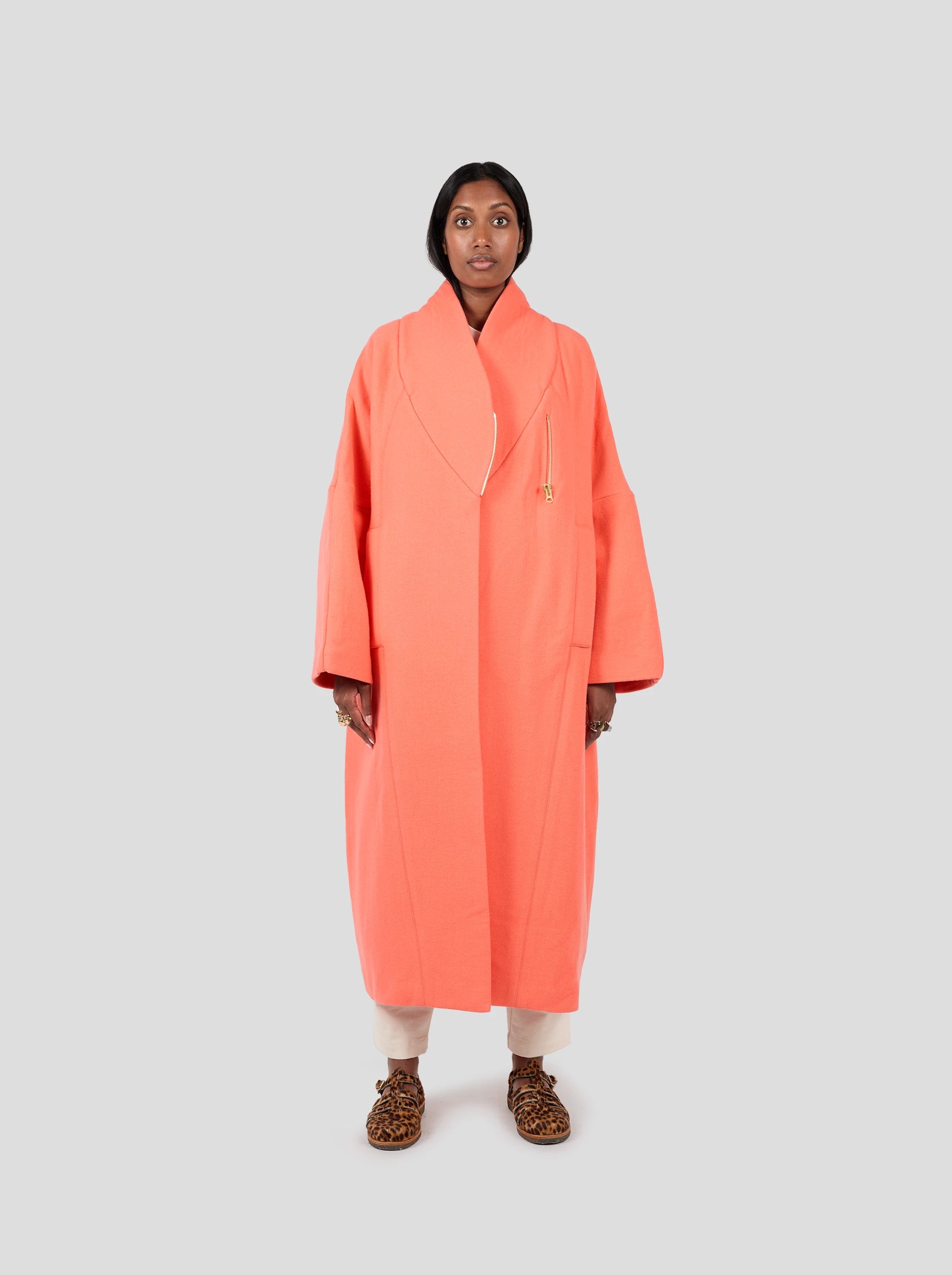 Eren Coat in Reef Orange Woolen Cashmere