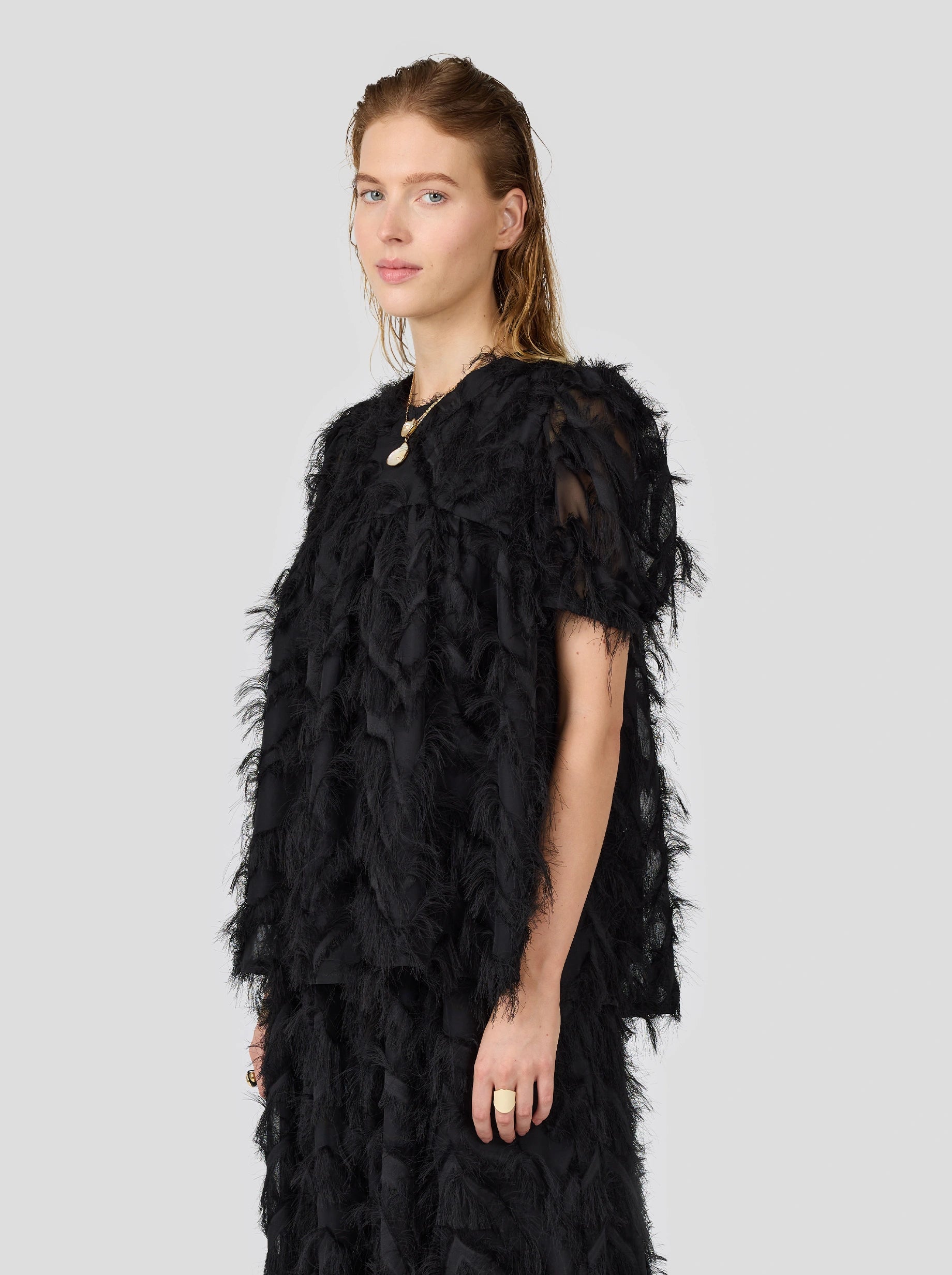 Gaya Blouse in Black Feathers