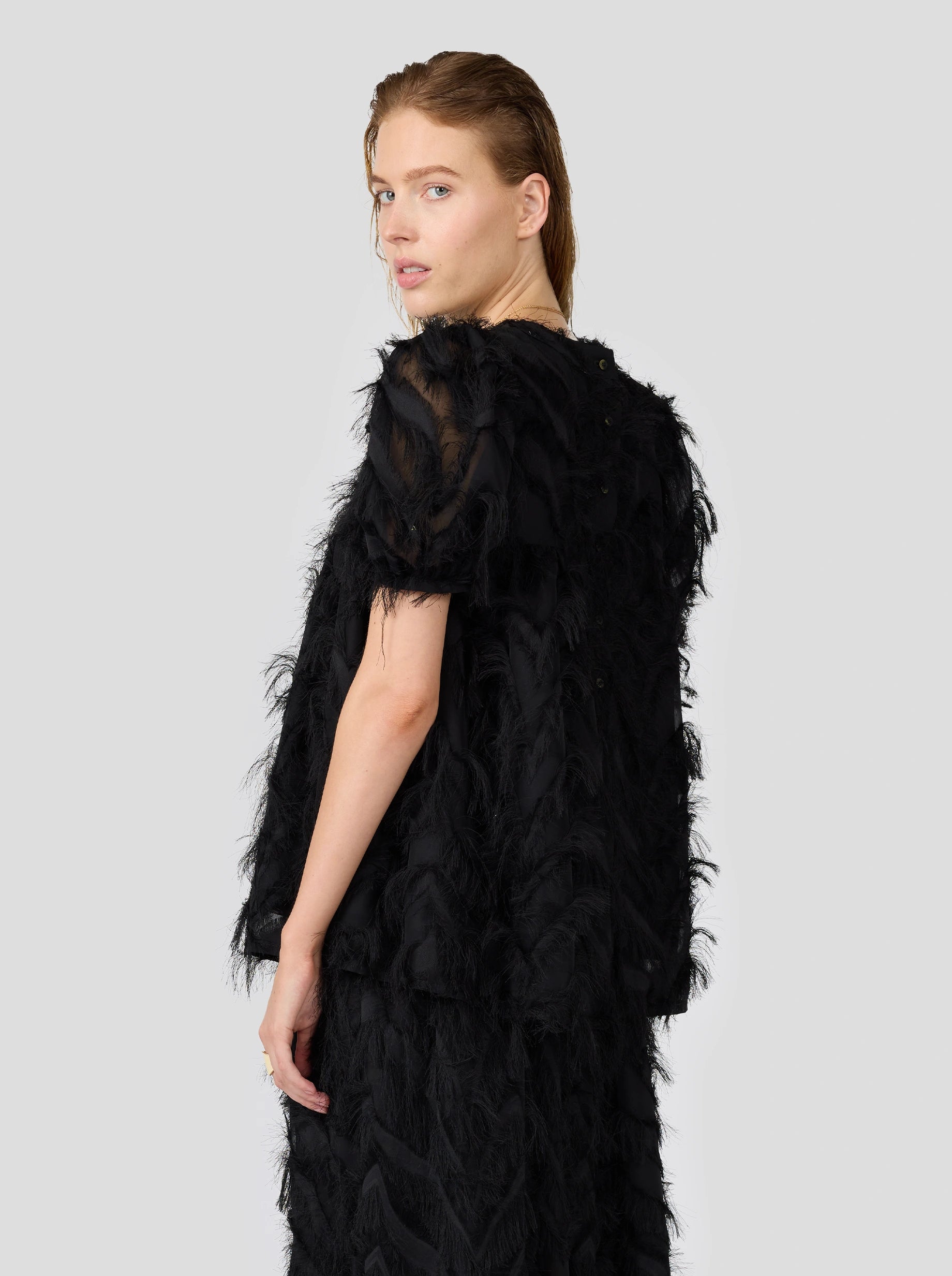 Gaya Blouse in Black Feathers