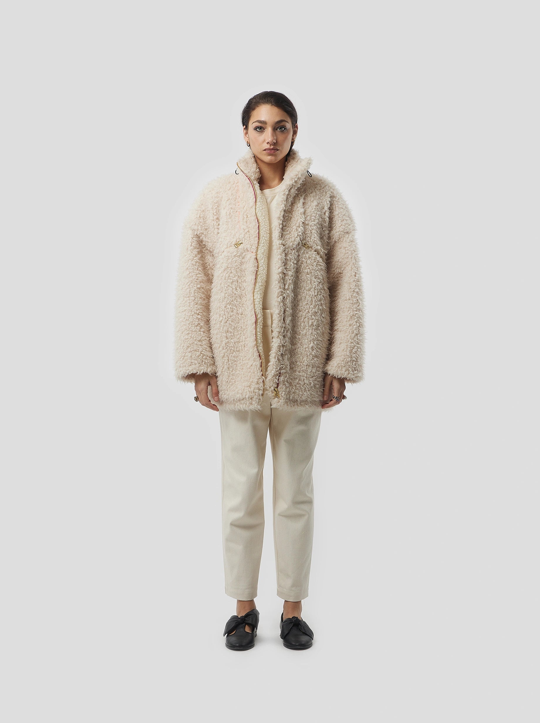 Glazer Polar Coat in Lama Curly Fleece