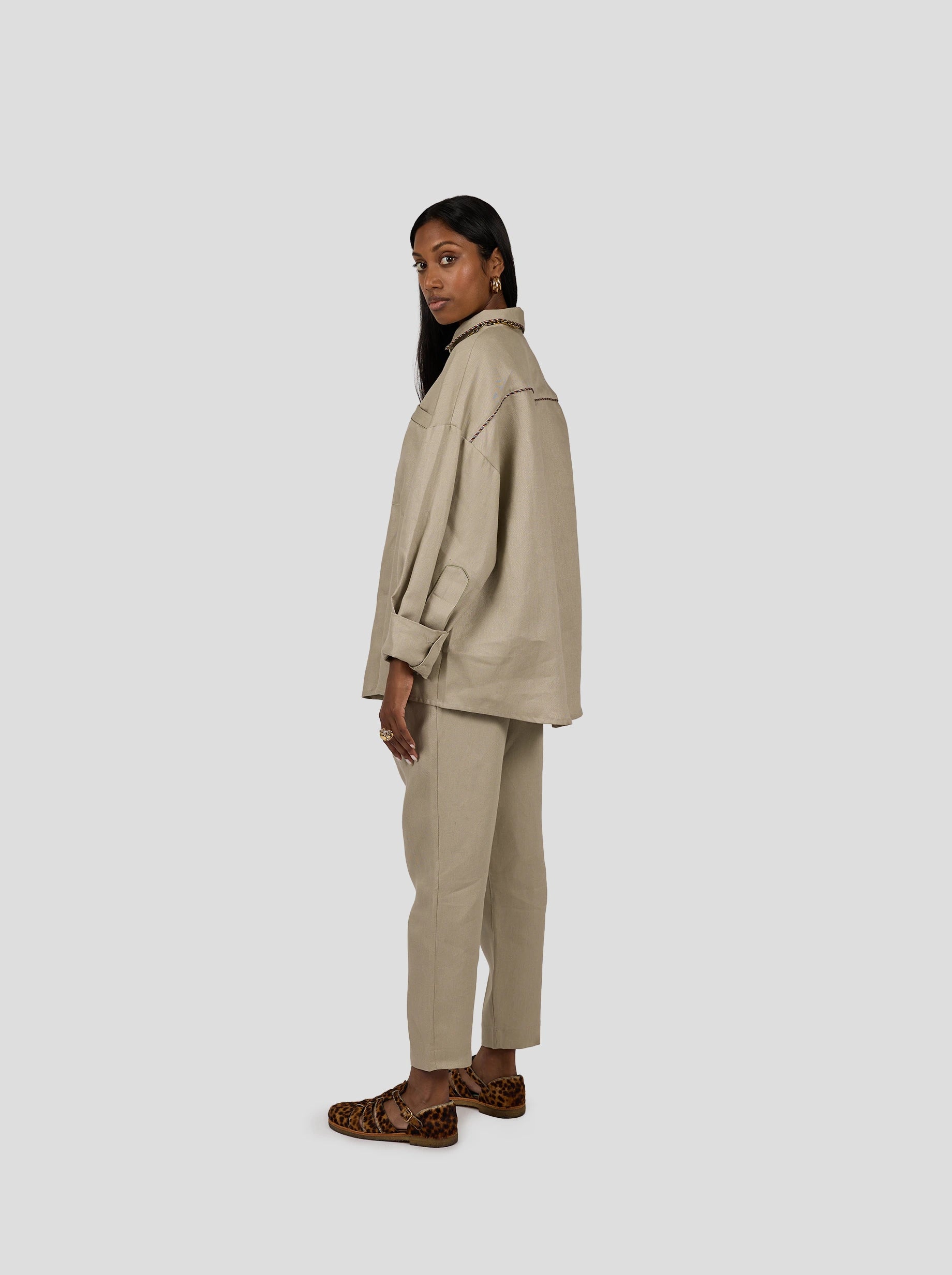 Astree Shirt in Sand Linen