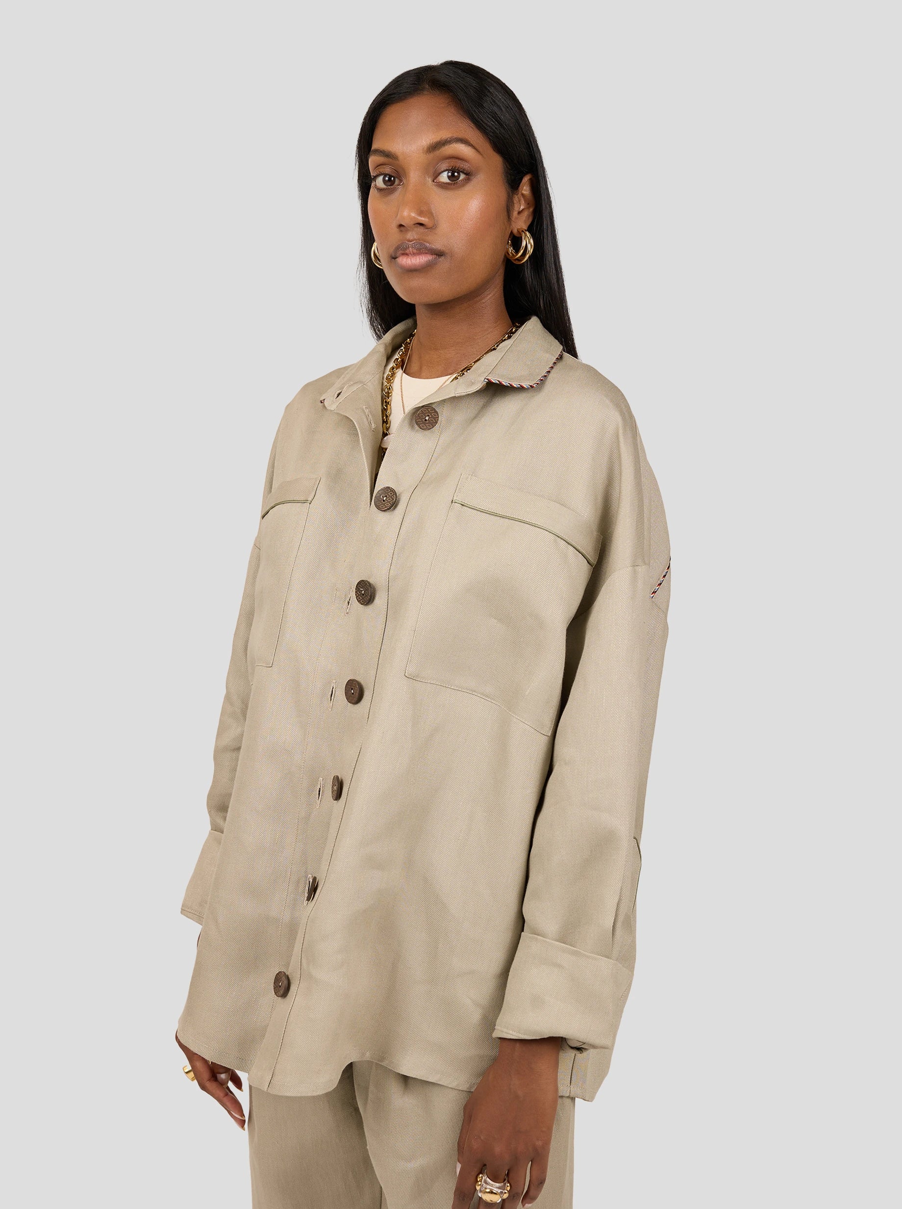 Astree Shirt in Sand Linen