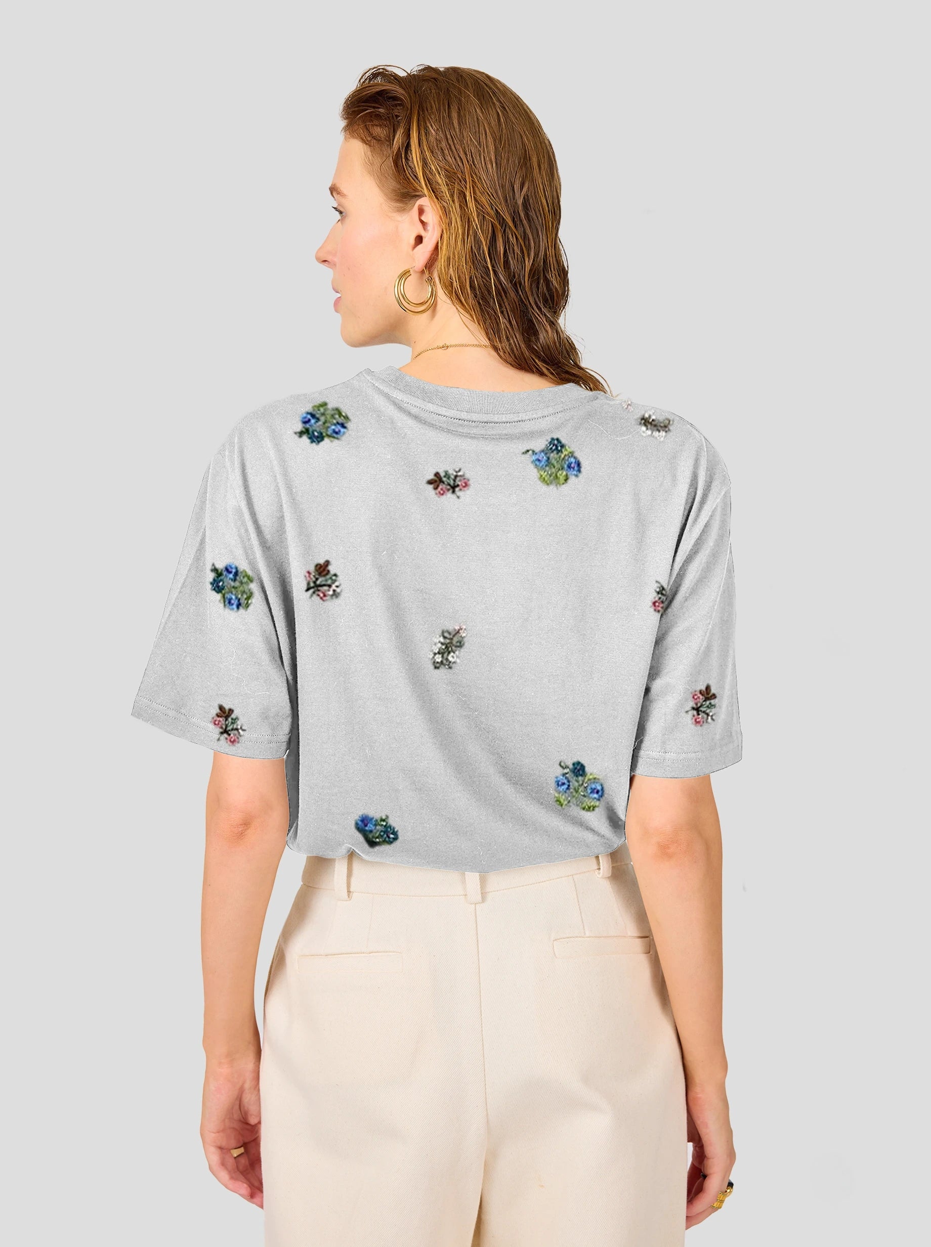 T-SHIRT ATLAS BRODÉ EN COTON GRIS