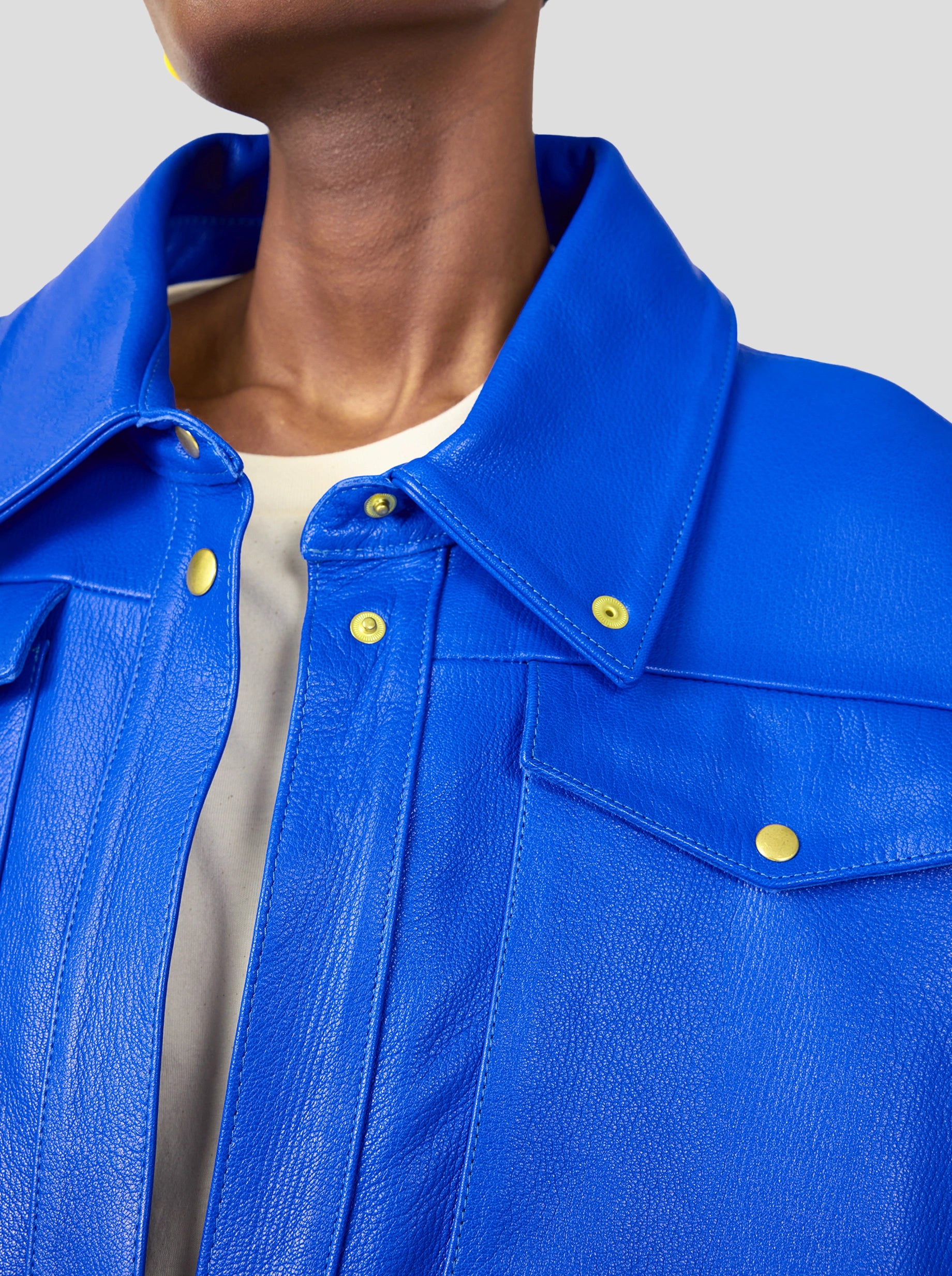 Manteau Marines en cuir Gitane bleu