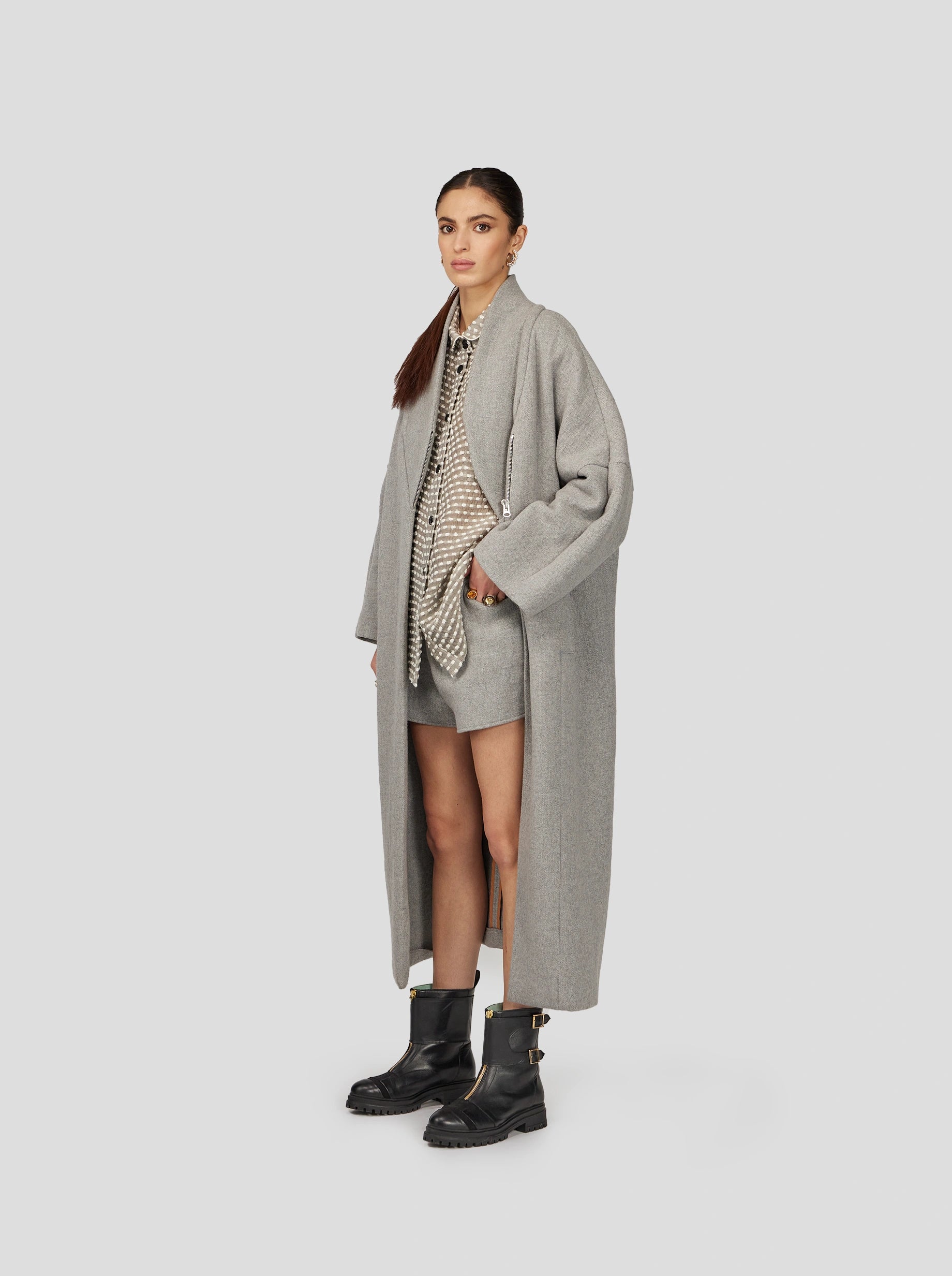 Manteau Eren en Laine et Cachemire Gris