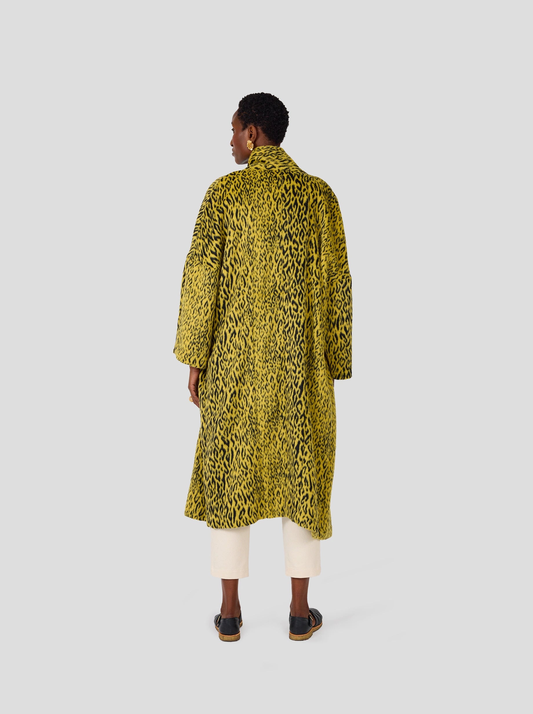 Manteau Eren en lainage Léopard jaune